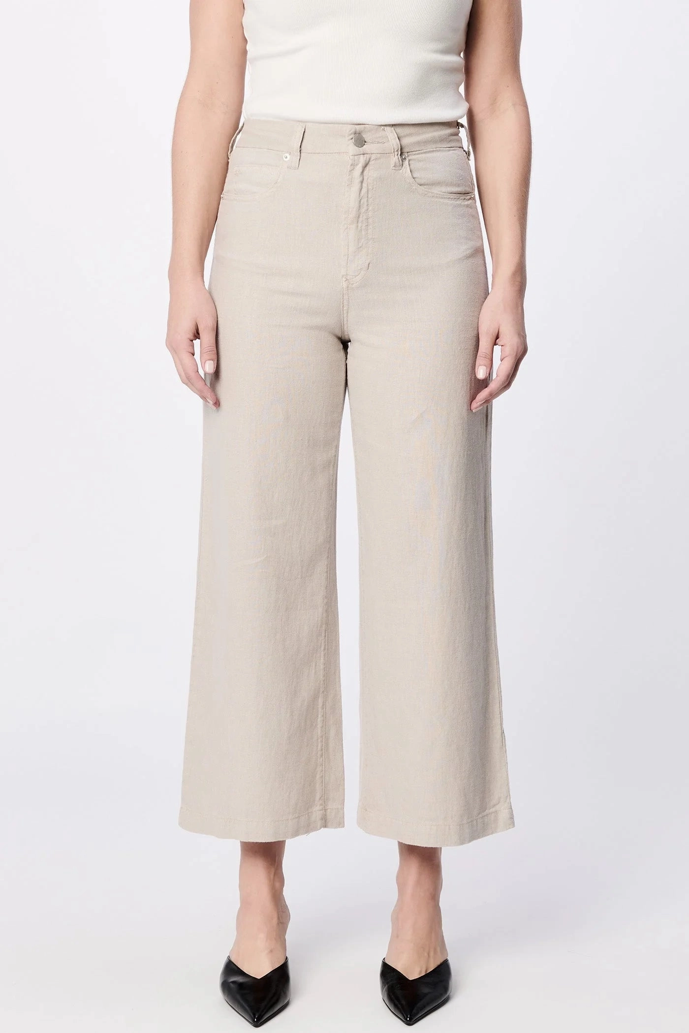 Audrey Wide Leg Pants - Stone Lightweight Casual Comfort Look