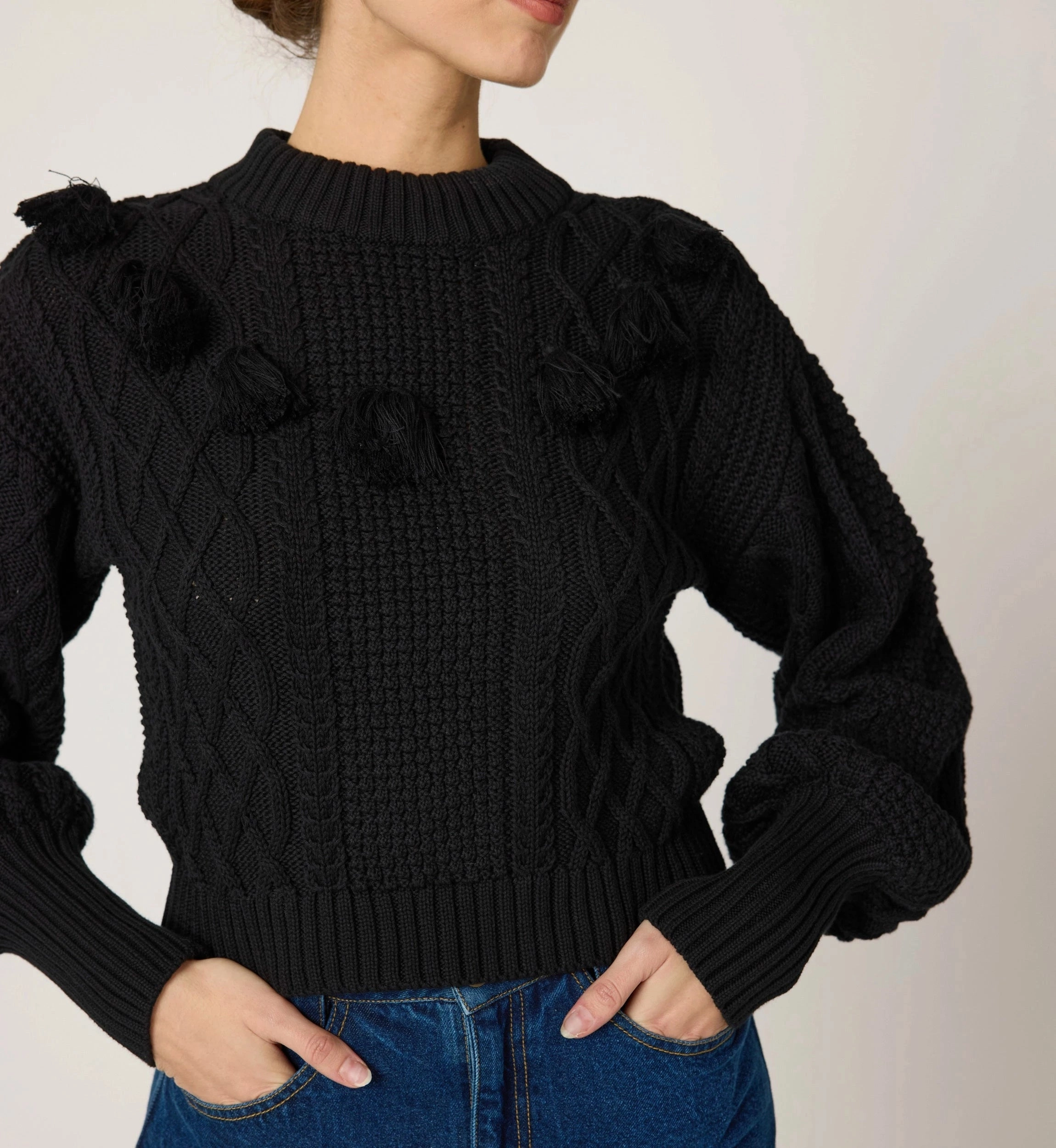 ChafeFreeEdging Soft Knit Bettina Sweater | Black