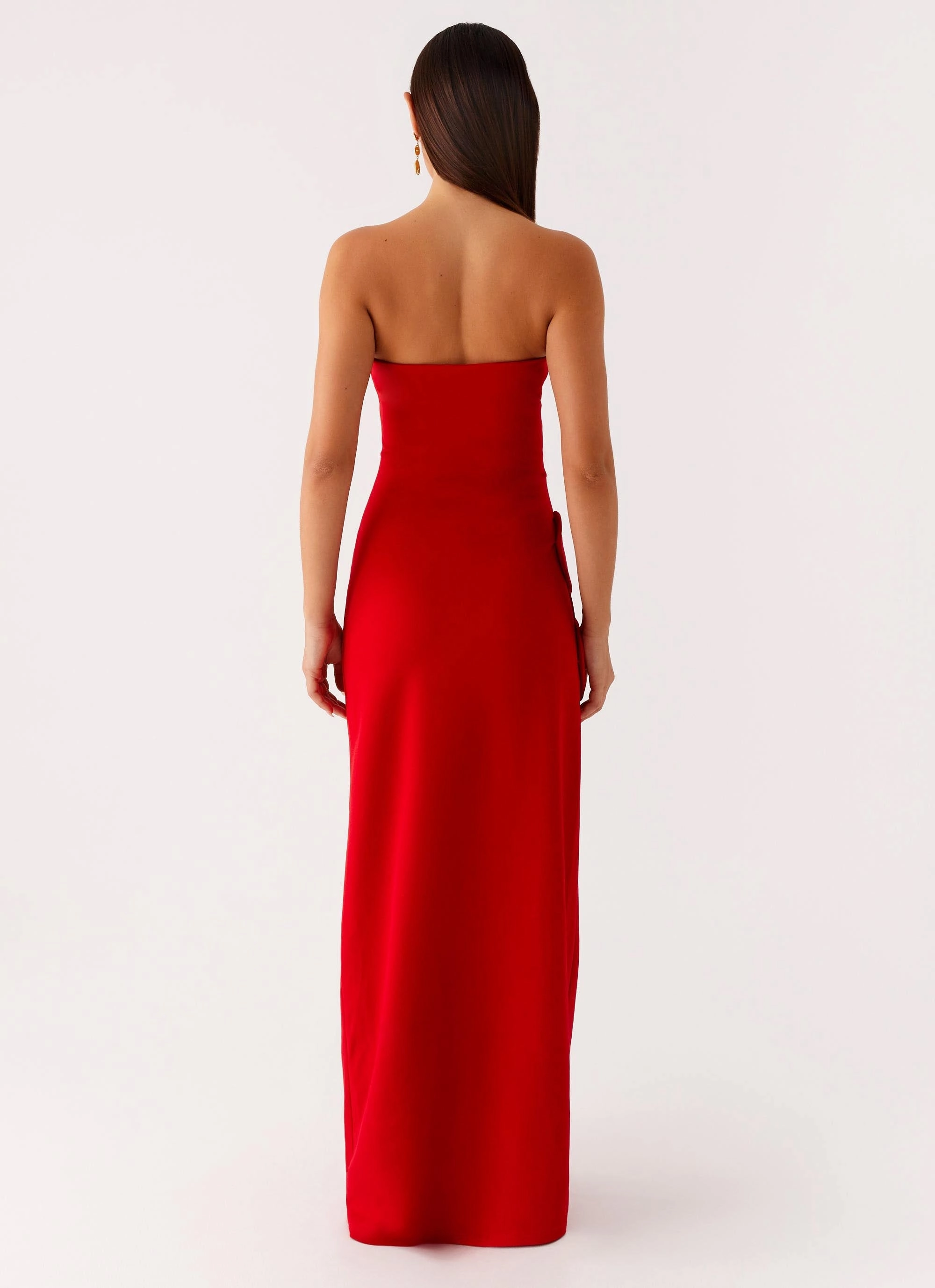 Dreamy Presence Hilton Strapless Maxi Dress - Red