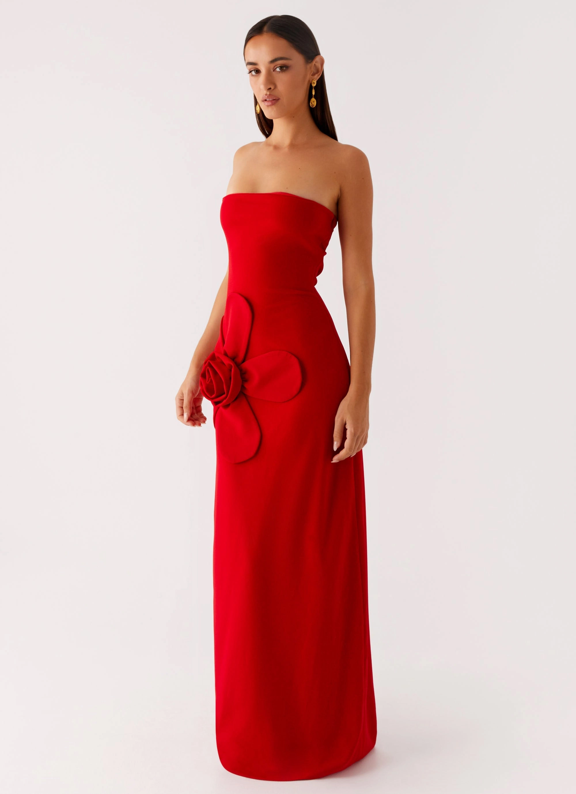Hilton Strapless Maxi Dress - Red Stylish day dress