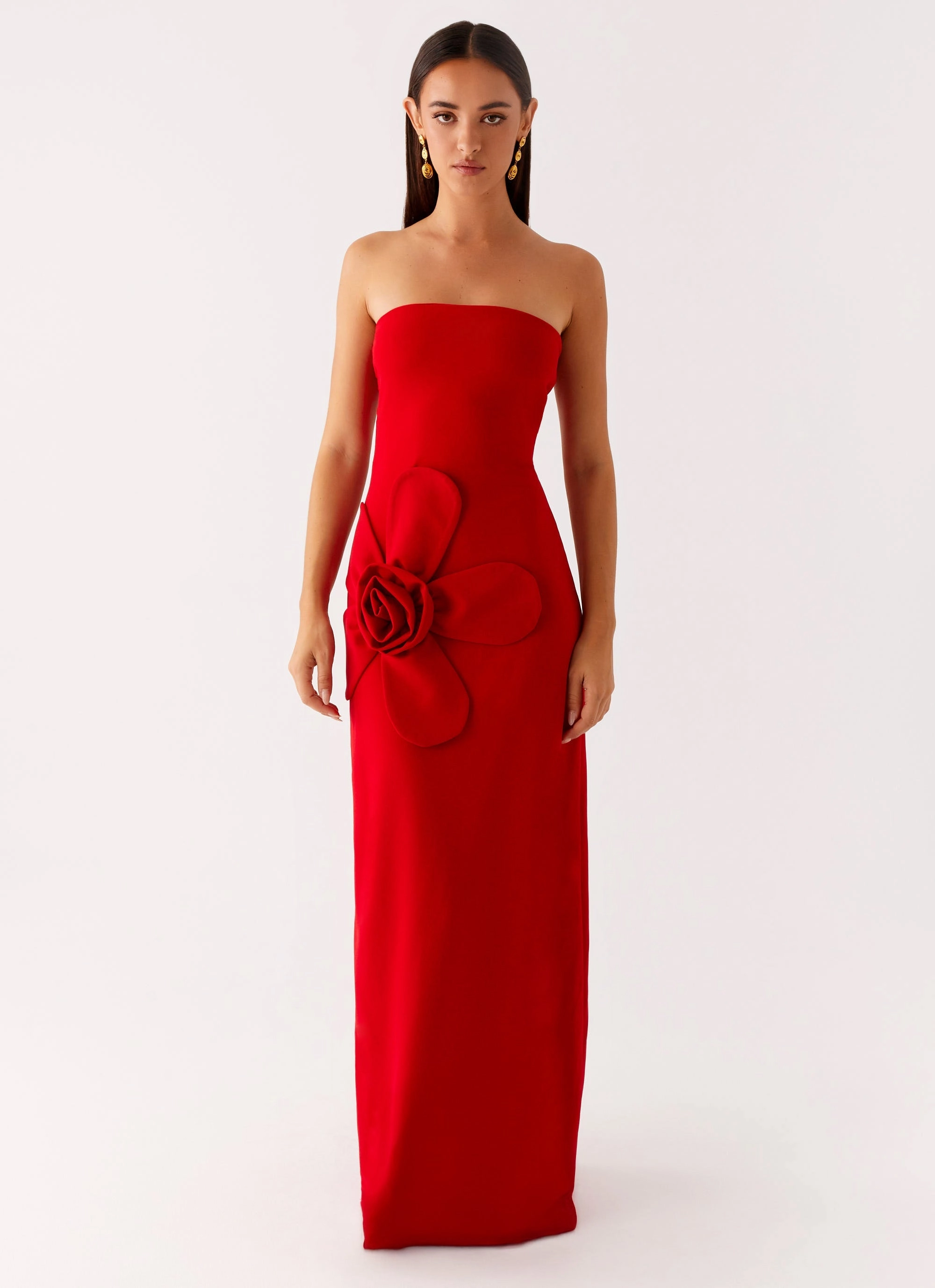 Comfy Fit Wear Hilton Strapless Maxi Dress - Red