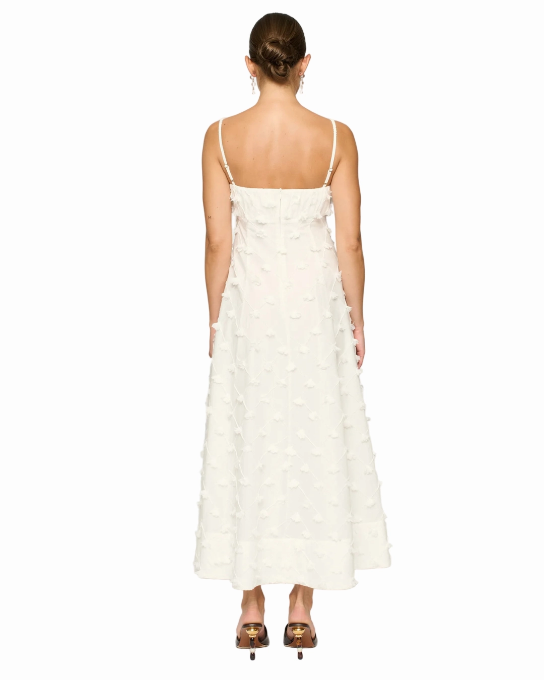 Tahlia Dress in Off White windproof Mixed Fabric