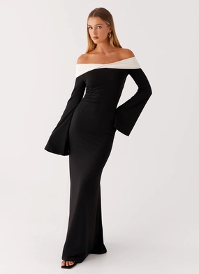 Clean Aesthetic Daywear Comfort Hits Different Long Sleeve Maxi Dress - Black