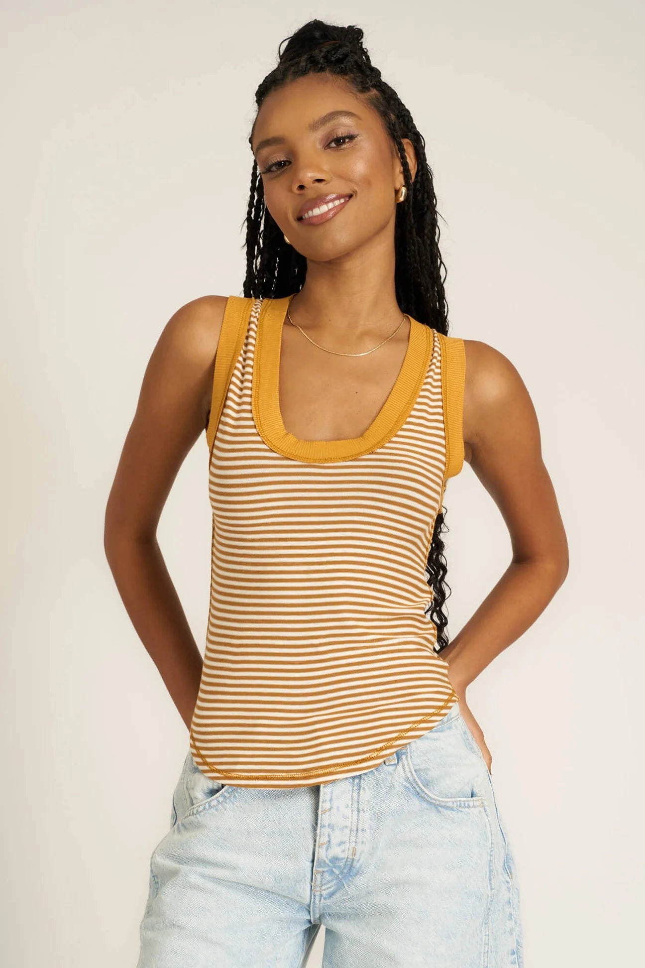 Hits Different Striped Tank - Gold Harvest Anti Static Fabric EasyClean