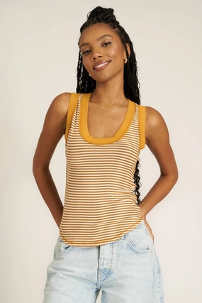 Hits Different Striped Tank - Gold Harvest Ergonomic Shoulder Shape