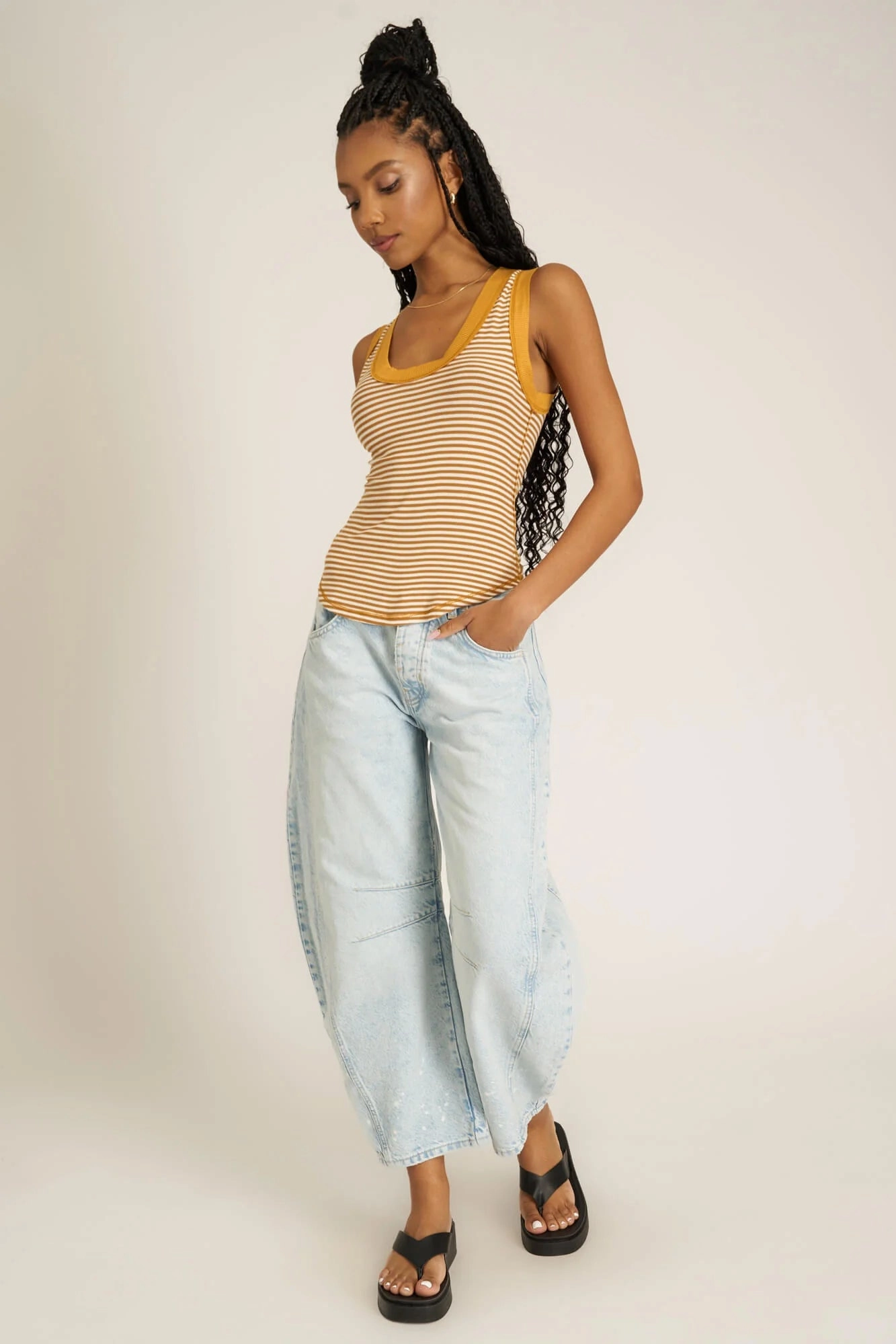 Hits Different Striped Tank - Gold Harvest Stretch Comfort