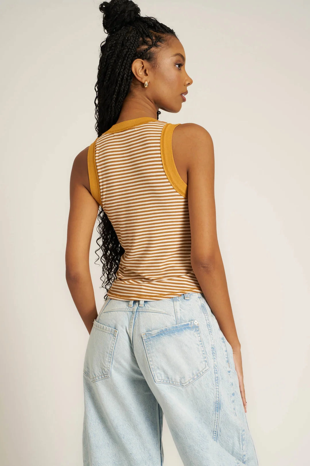Hits Different Striped Tank - Gold Harvest DurableStitching BiodegradableFabric