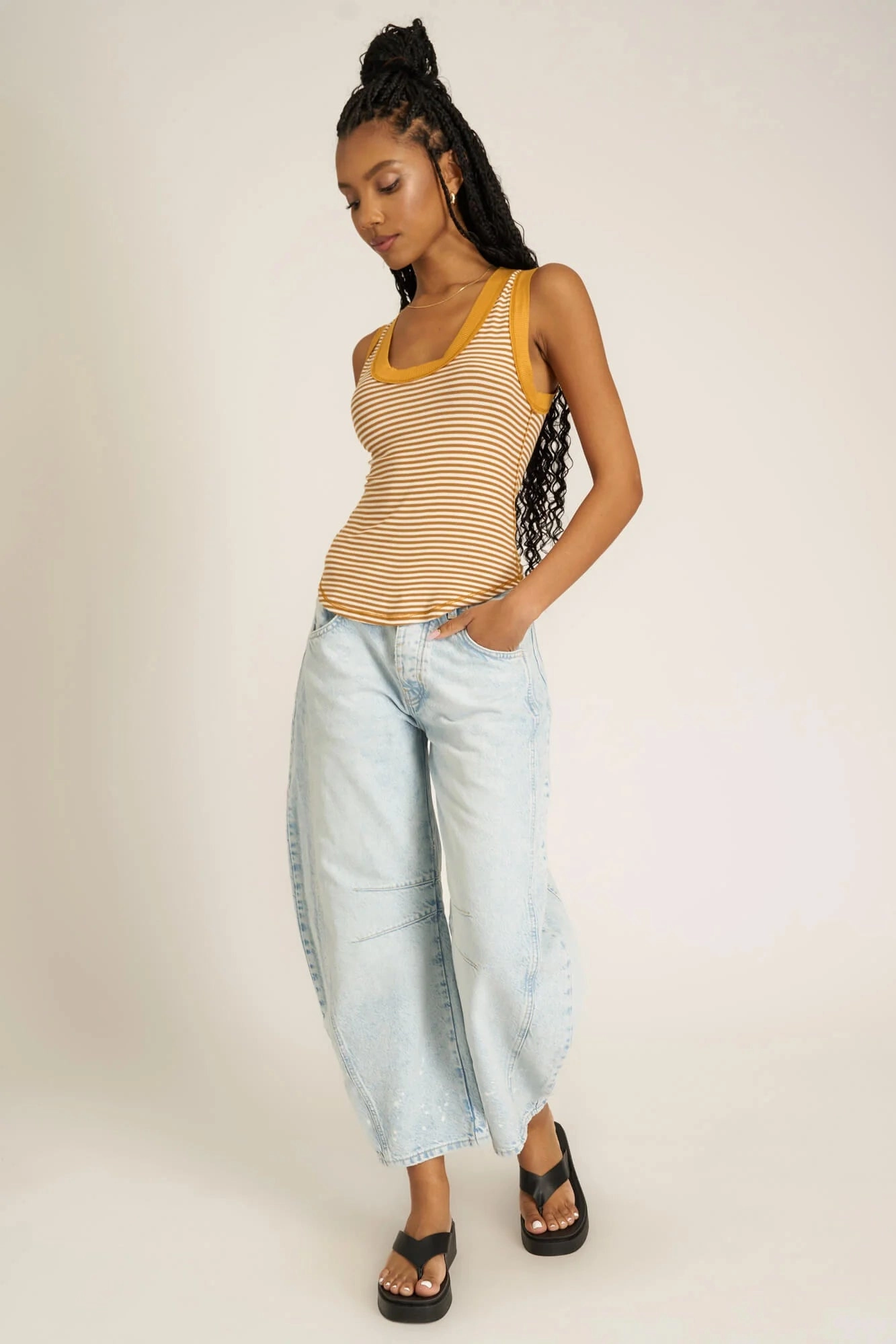 Seamless construction Hits Different Striped Tank - Gold Harvest