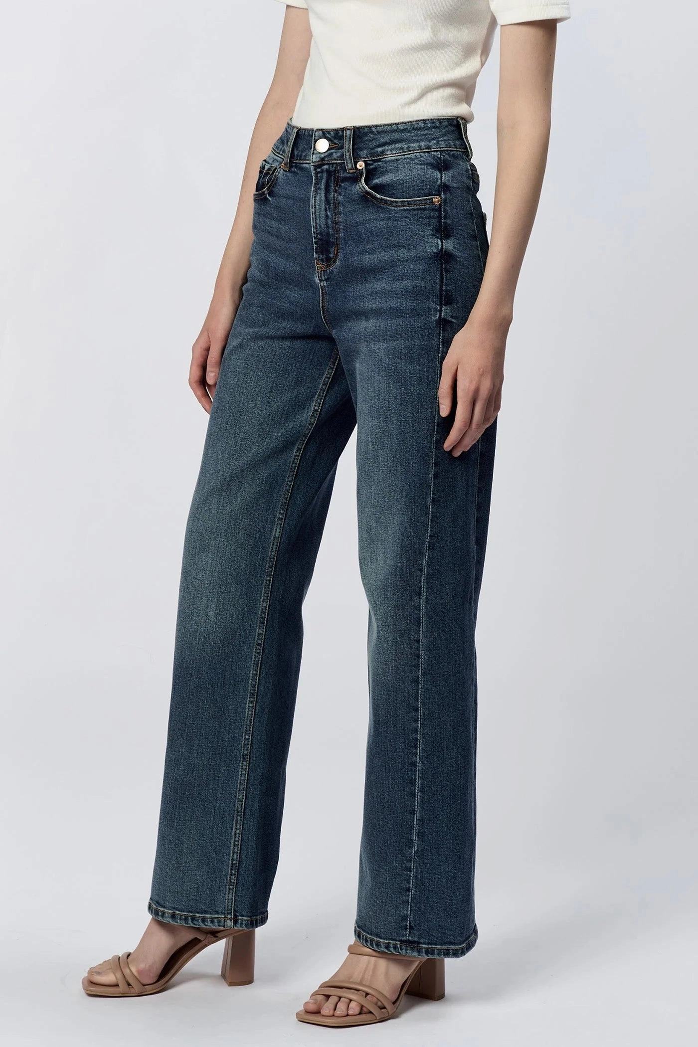 Interlock Stitching Holly High Rise Straight Jeans - Fernstone