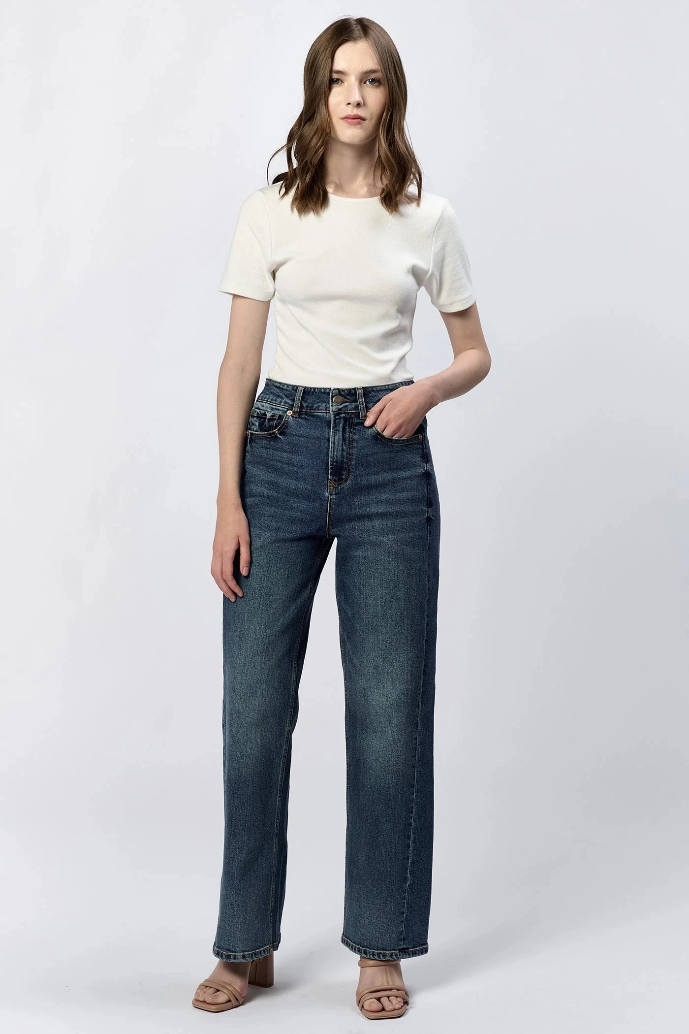 Full Coverage Fit YarnDyedFabric Holly High Rise Straight Jeans - Fernstone