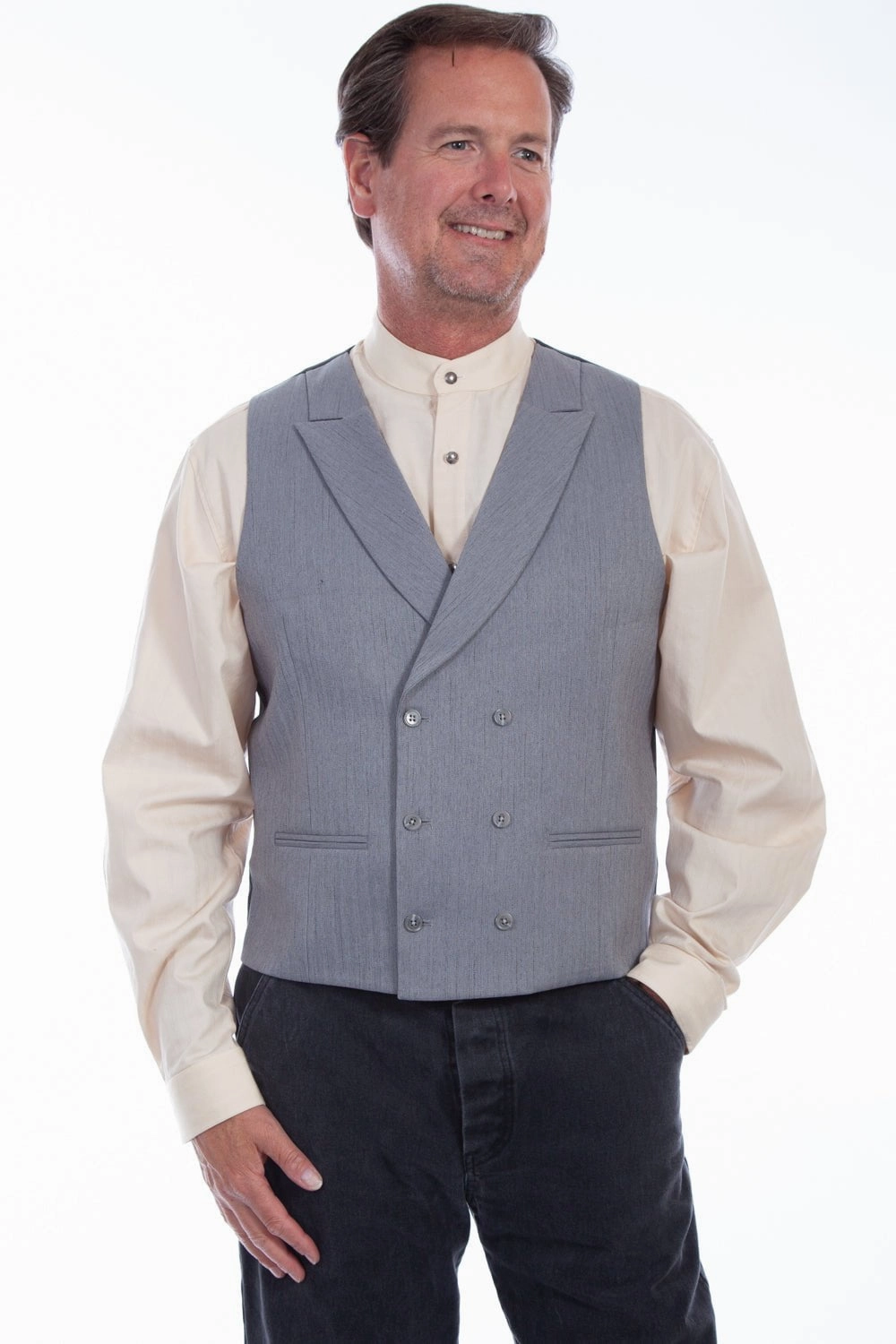 Travel Wardrobe Scully Mens Grey Polyester Mini Herringbone Vest