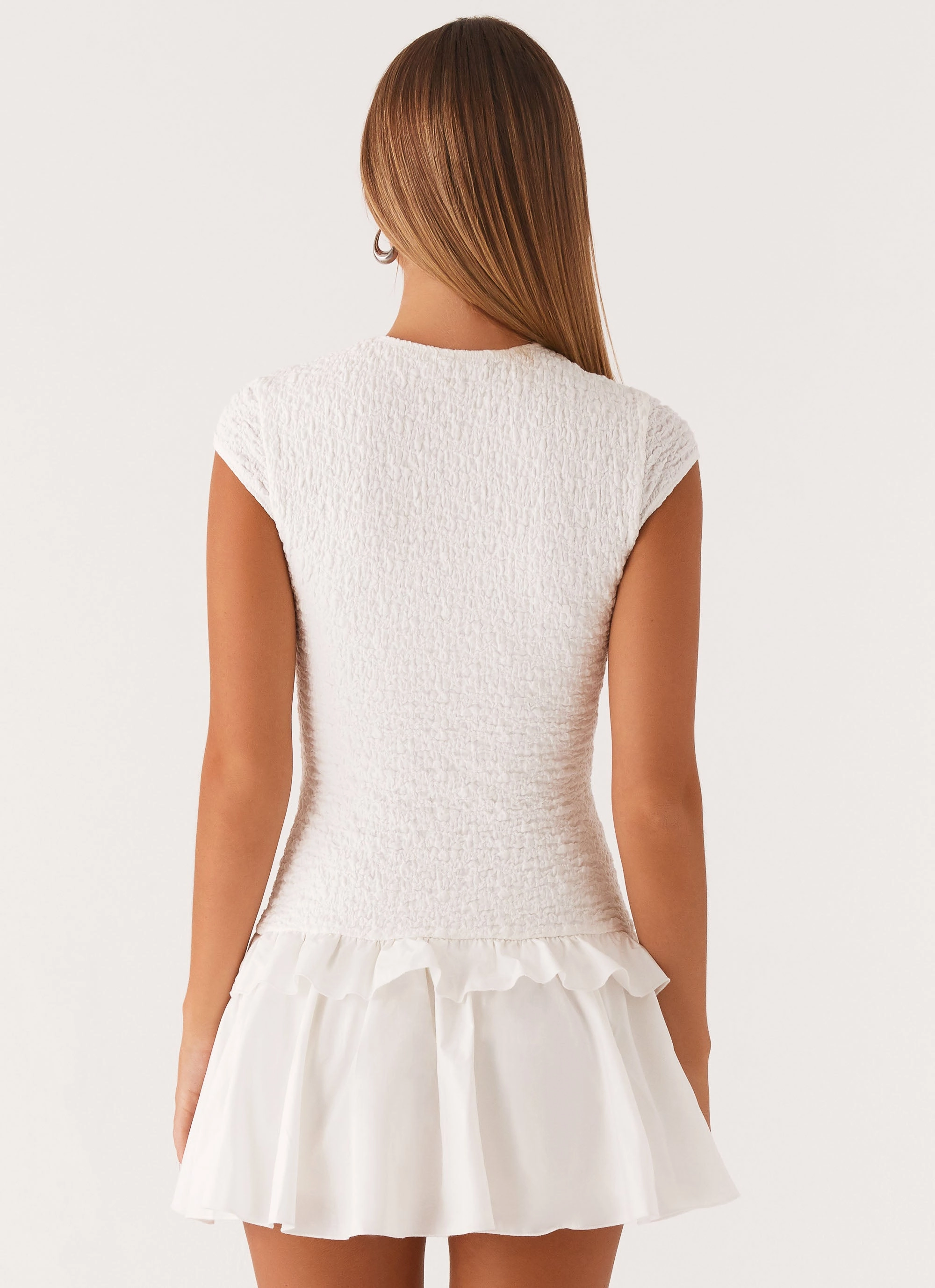 Hopeless Romantic Mini Dress - White Functional-Design Flowy Cut