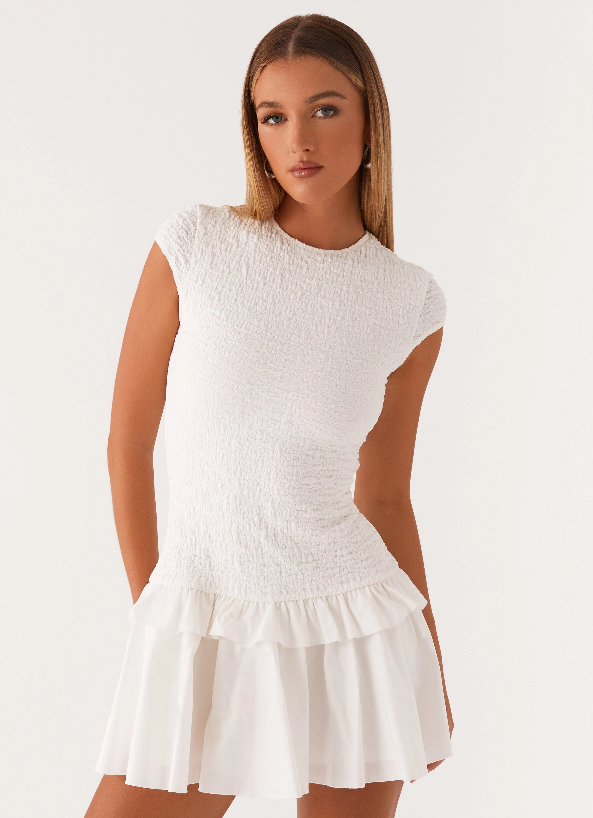 Hopeless Romantic Mini Dress - White Comfy Flex