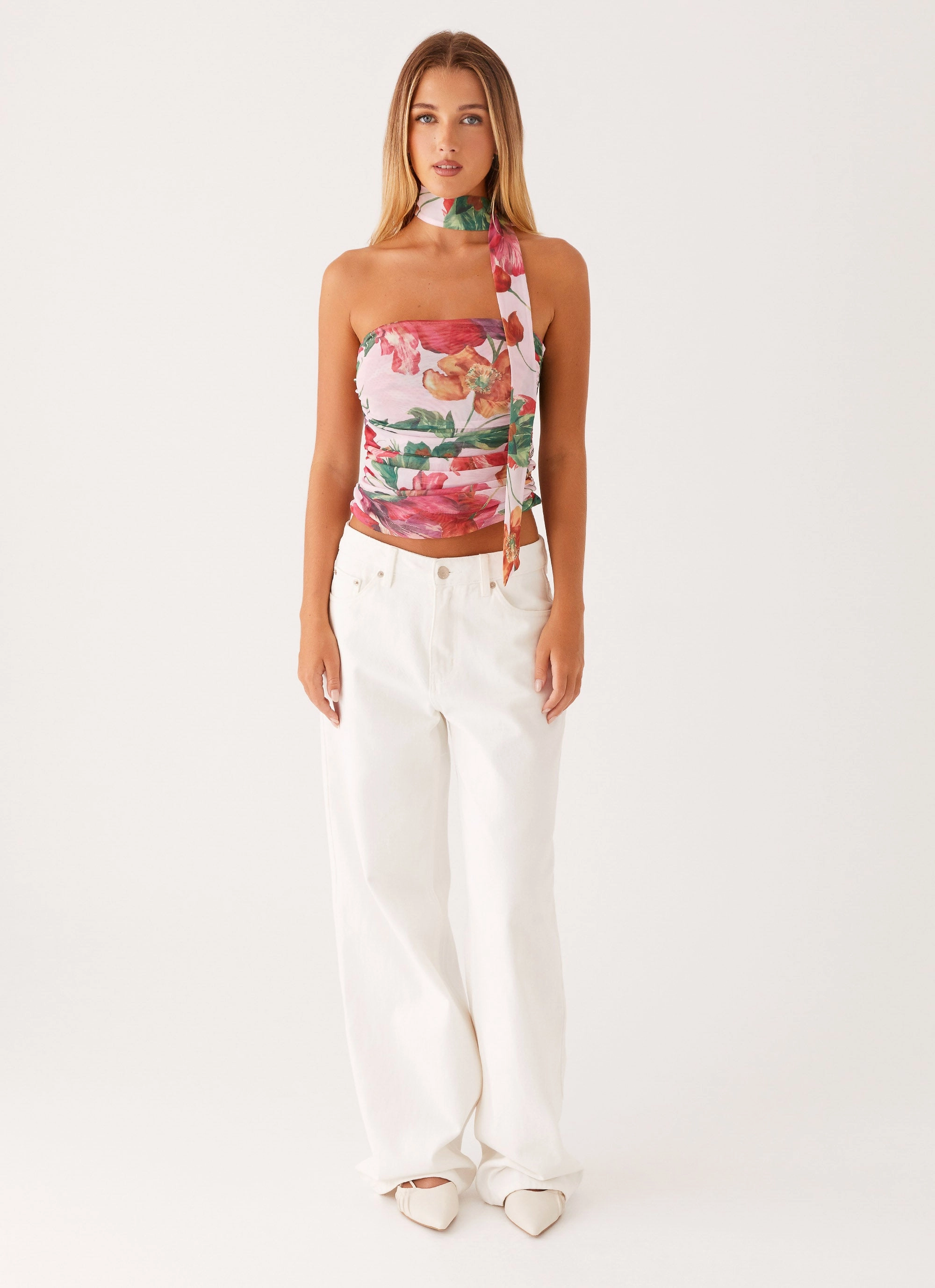 Hot Like Me Scarf Top - Pink Floral Cold Weather BreathableMeshInsert