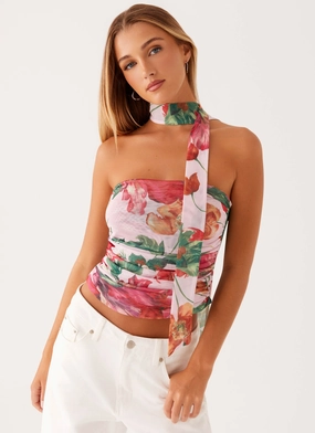 Hot Like Me Scarf Top - Pink Floral QuickRelease