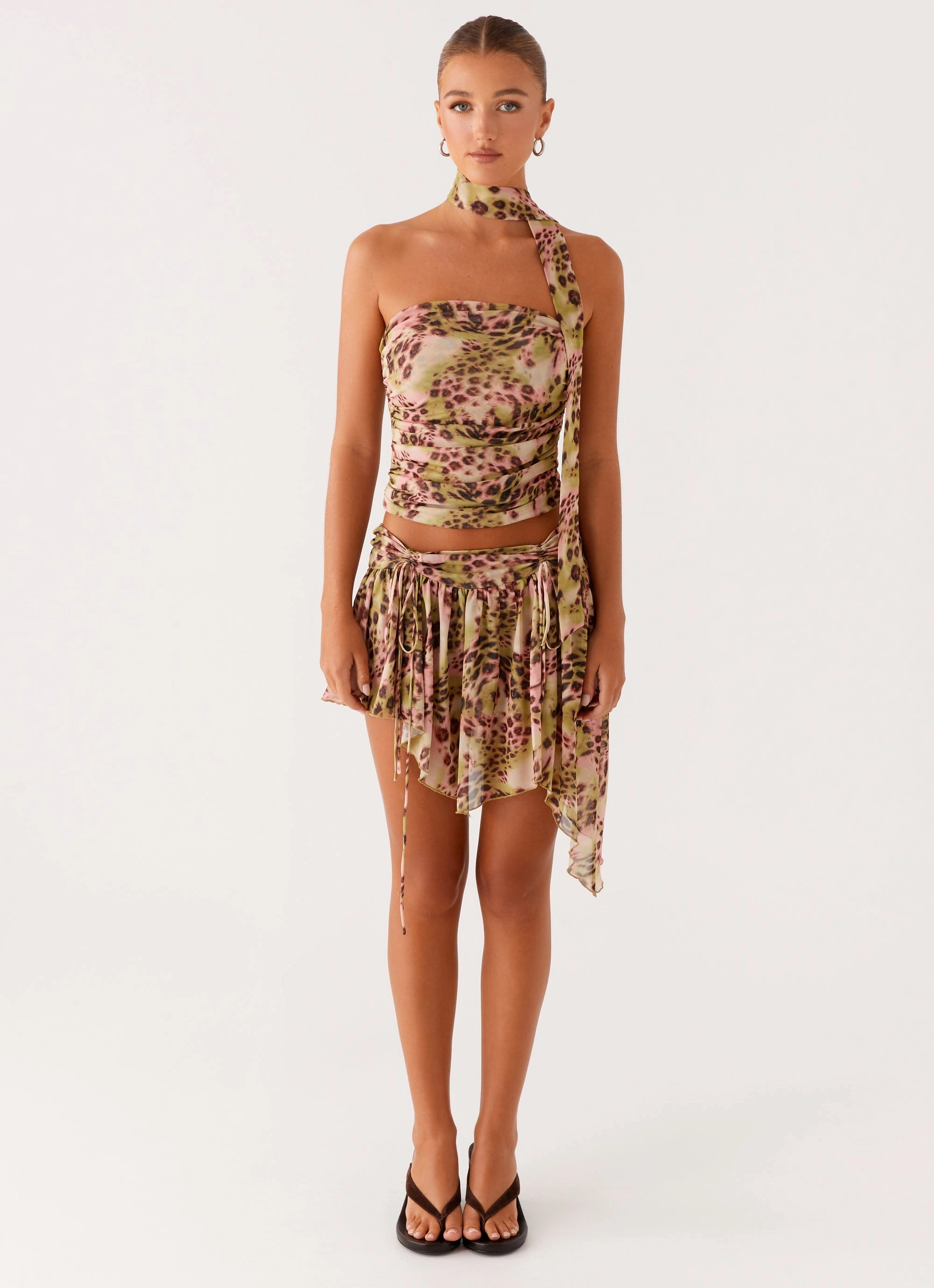 Stain Repellent Coating Hot Like Me Scarf Top - Swirl Leopard