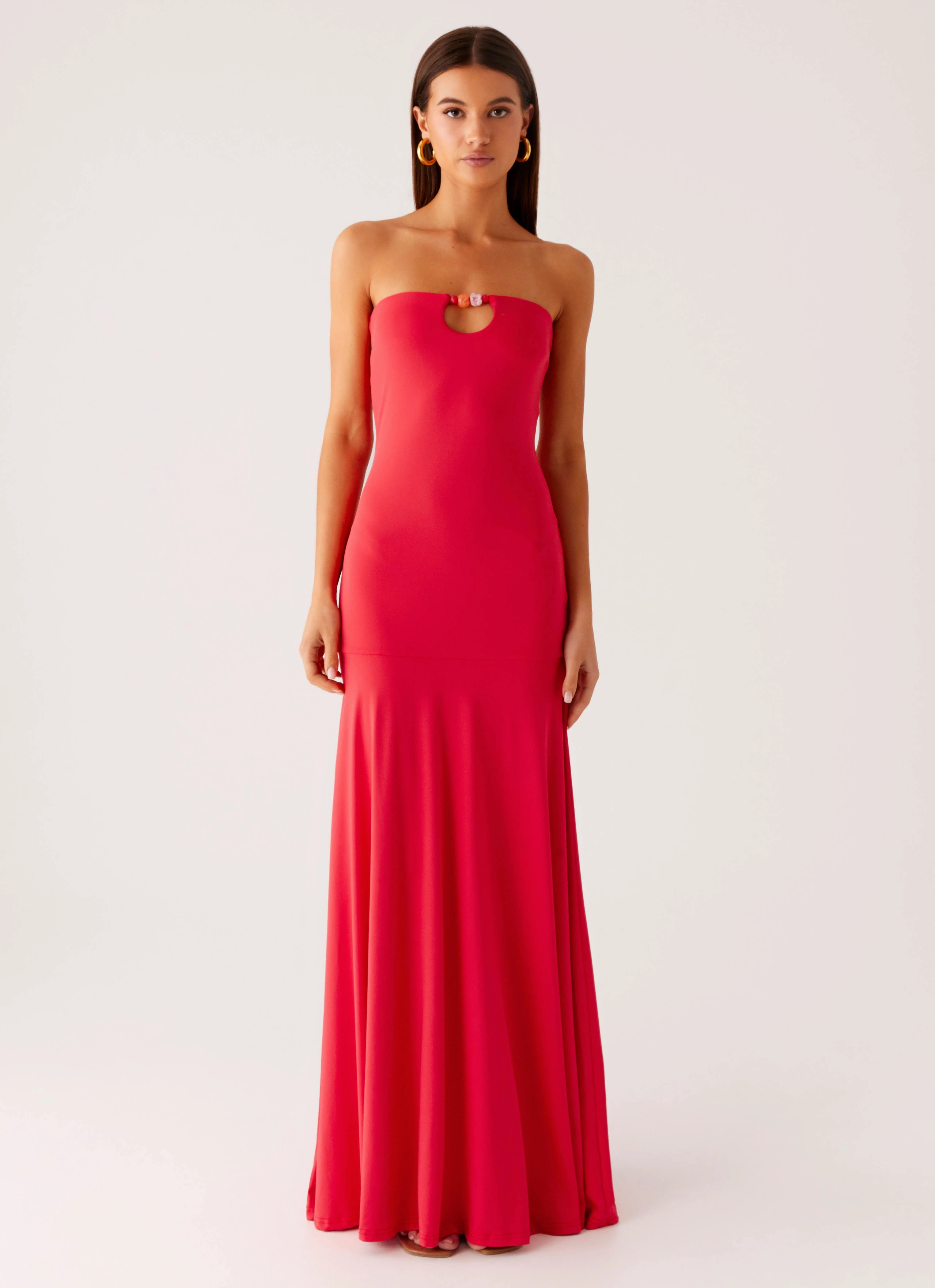 Elegant Outline Hurts Like Hell Maxi Dress - Pink