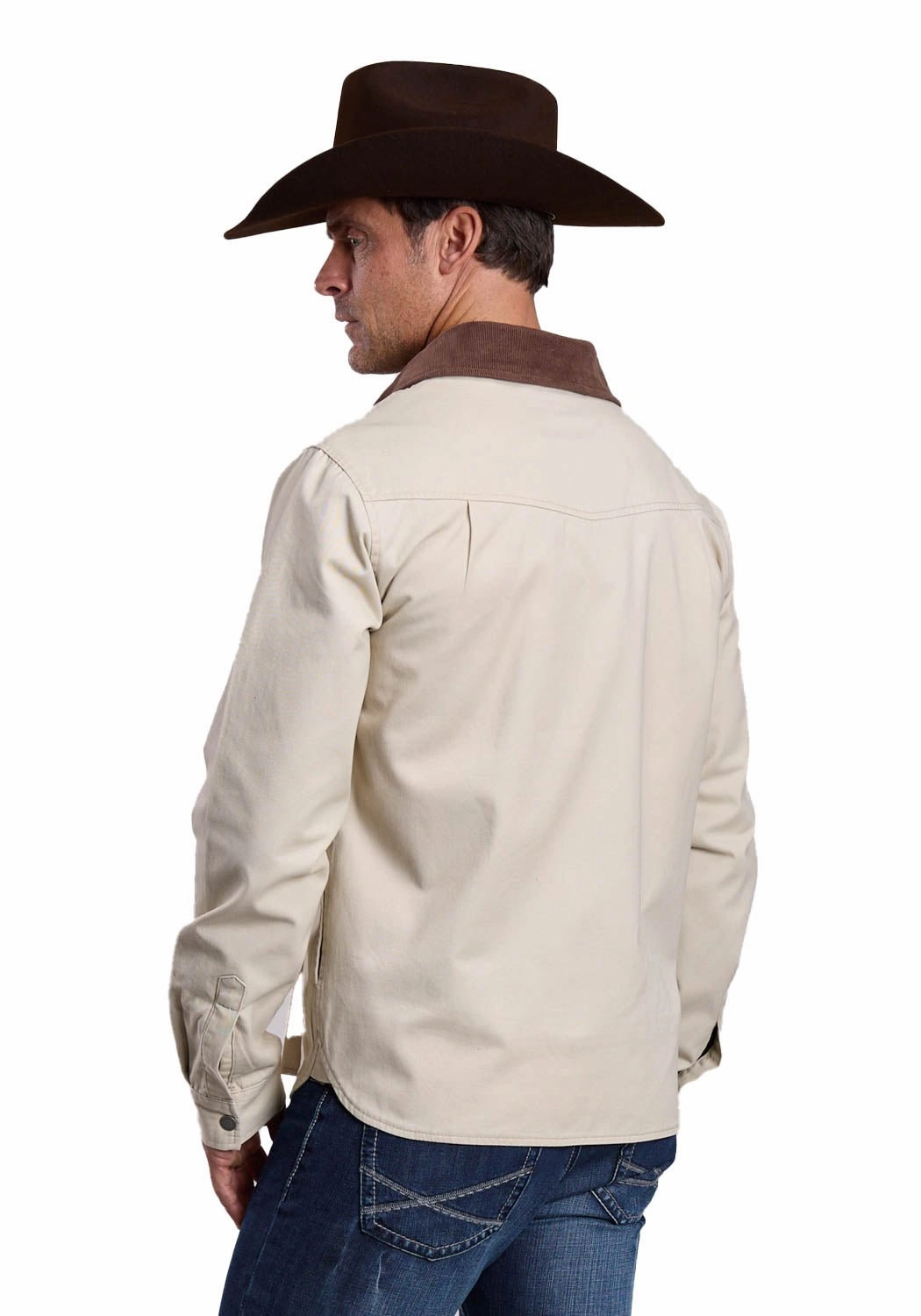 Outdoor Style Staple Stetson Mens Twill Corduroy Collar Taupe 100% Cotton Jacket