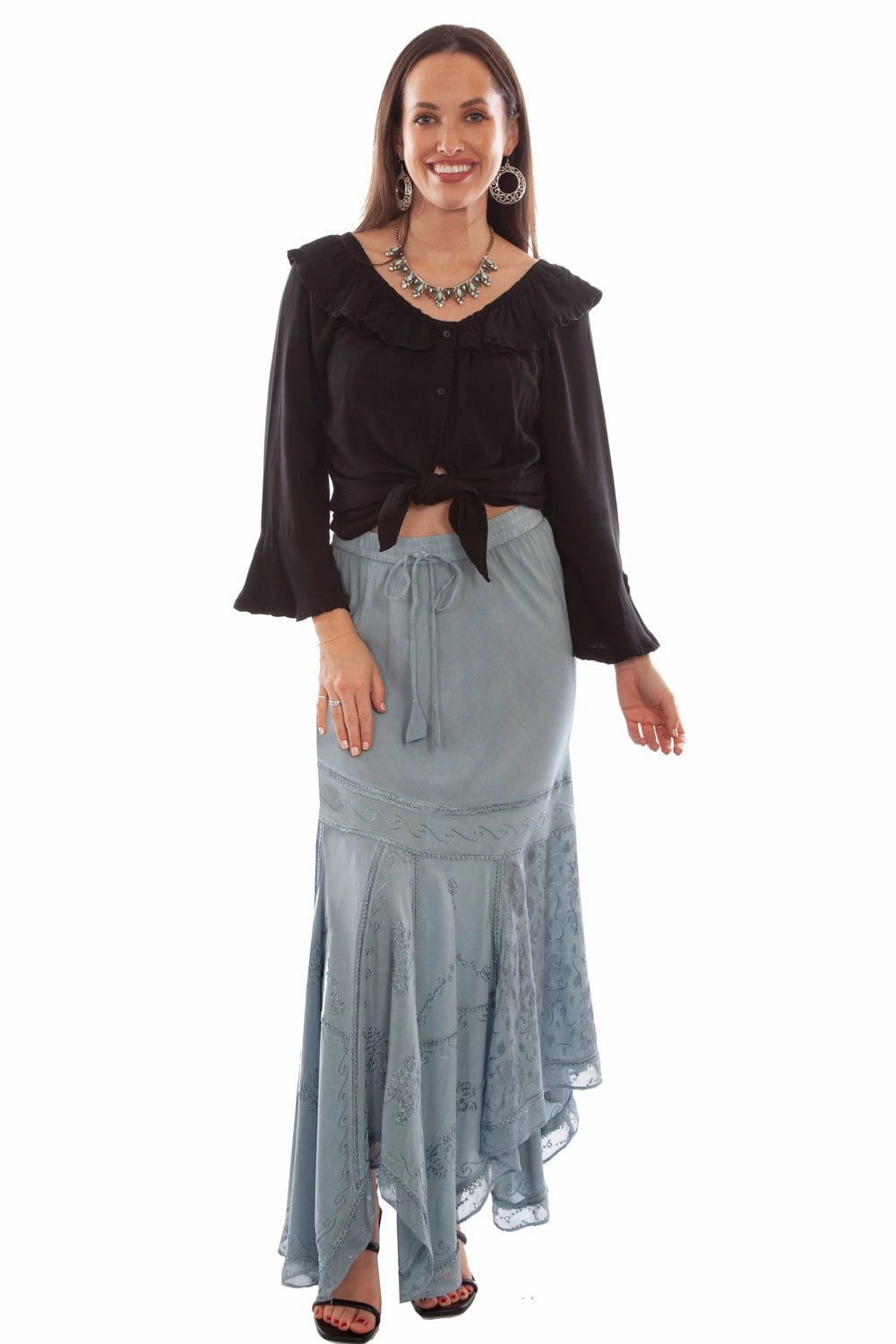 Style Staple Aesthetic Look Scully Womens Ash Grey 100% Rayon Elastic Waist Skirt