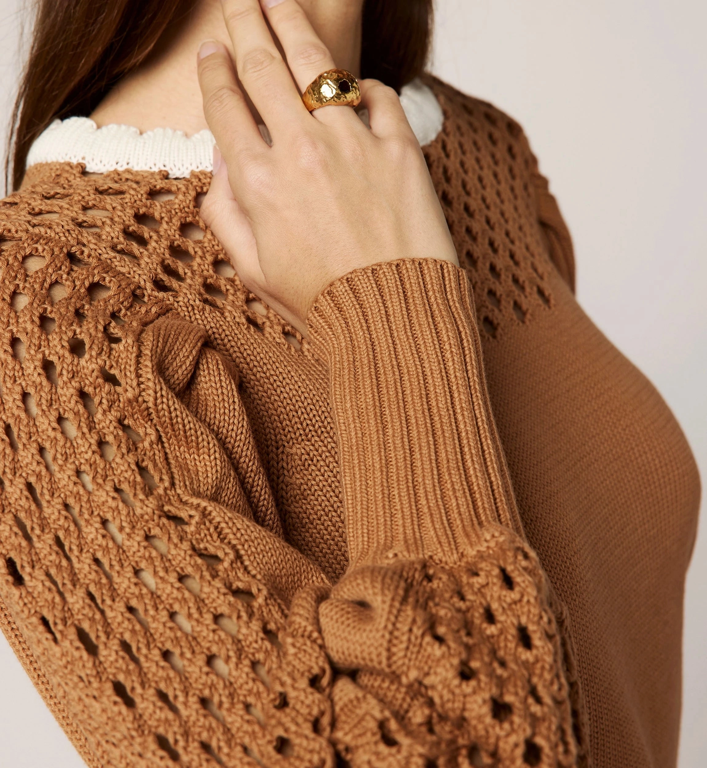 Elegant Cardigan Anwen Sweater | Brown/Ivory