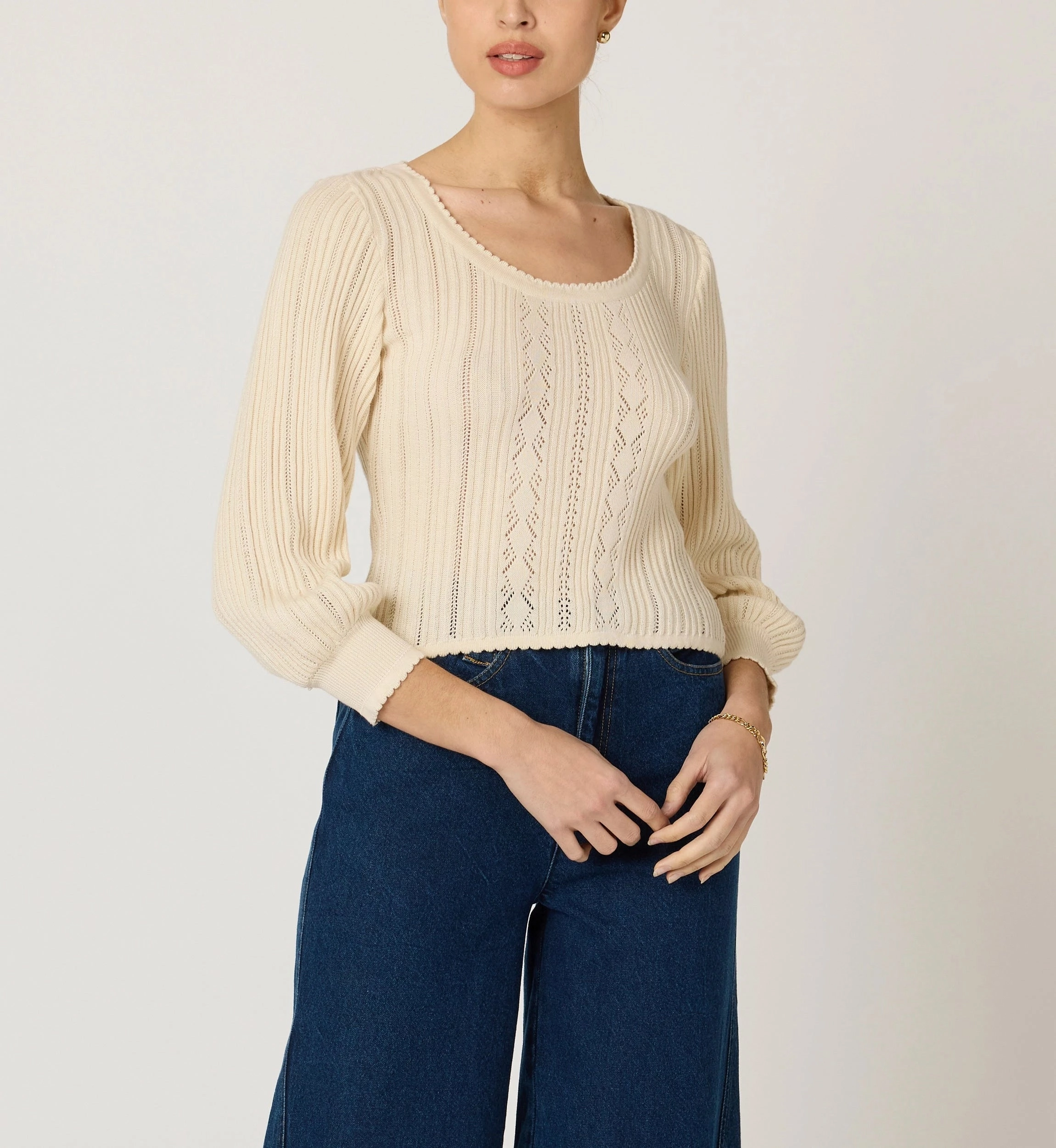 Zoe Sweater | Ivory MultiPocket Configuration