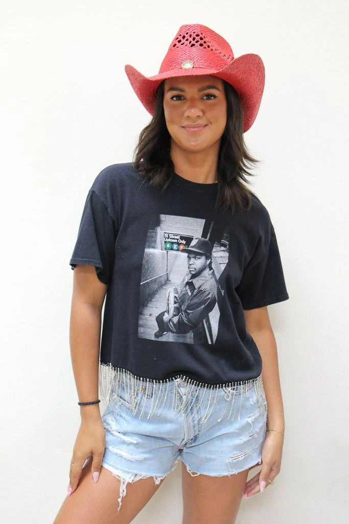 Ice Cube Rhinestone Fringe Tee ReflectiveDetails AbrasionResistant