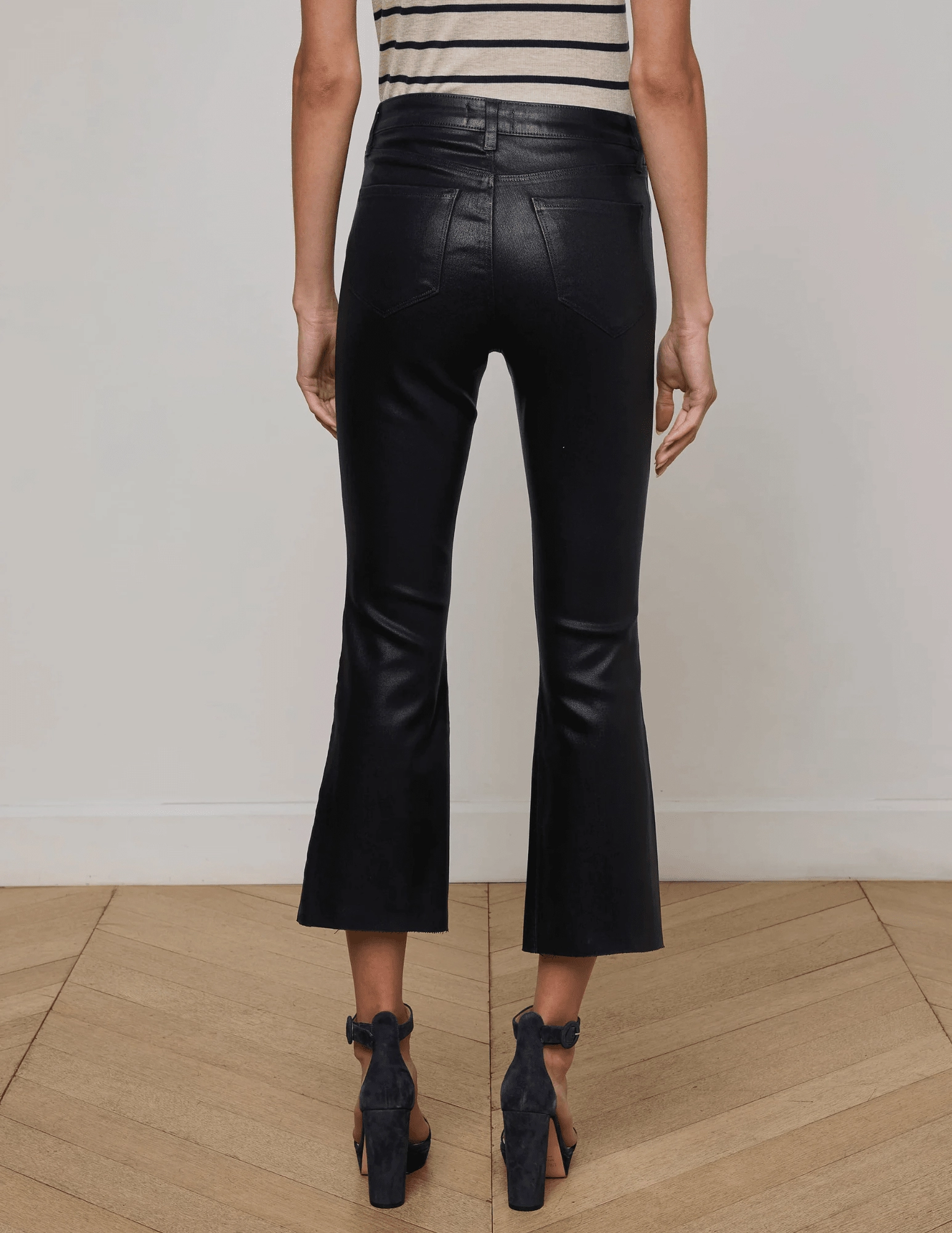 Grab And Go Daytime Look L'AGENCE Kendra High Rise Cropped Coated Jeans in Metro Coated