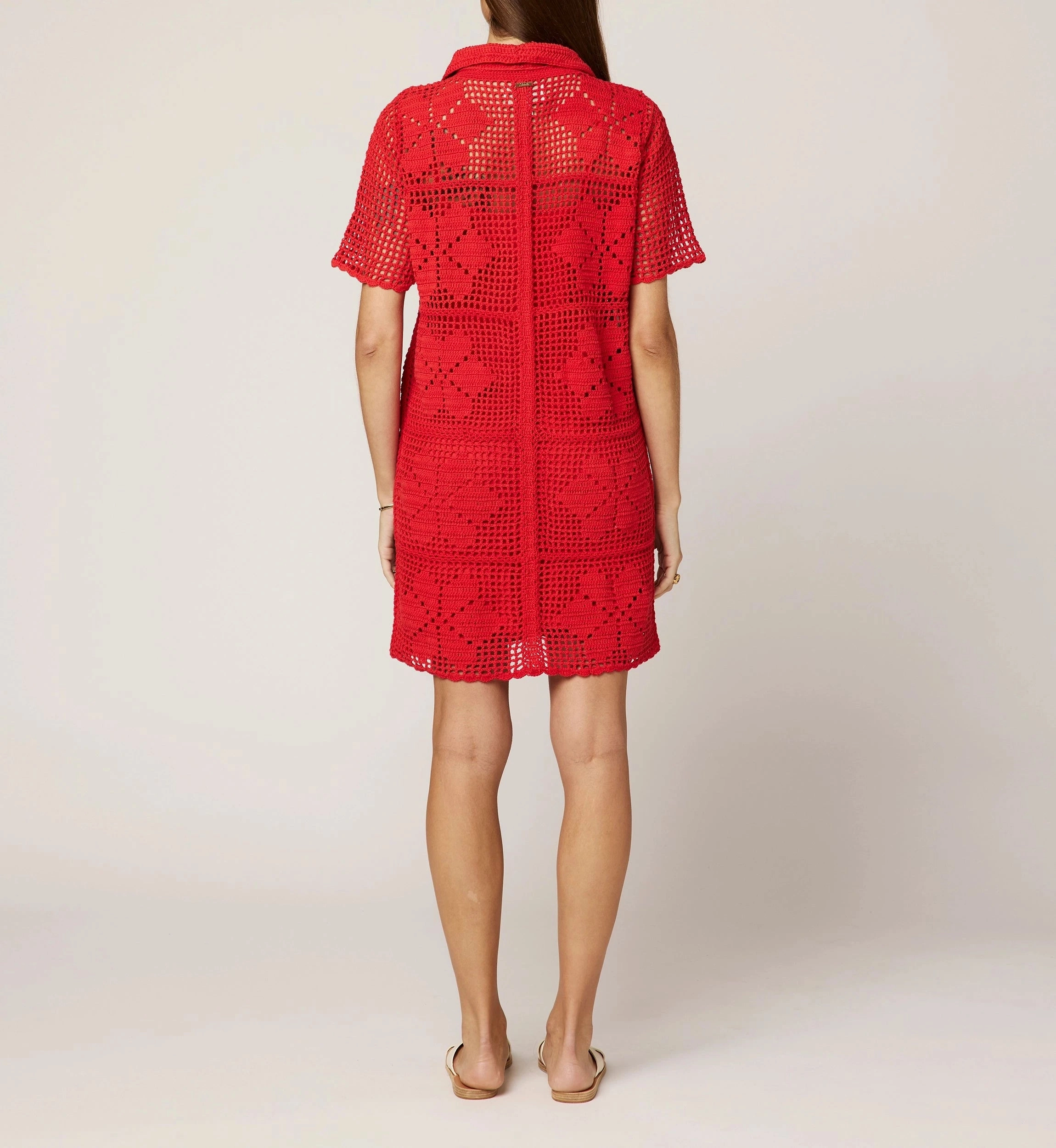 Ileanna Crochet Mini Dress | Poppy Red Double Stitched Hem Flatlock Stitching Technique