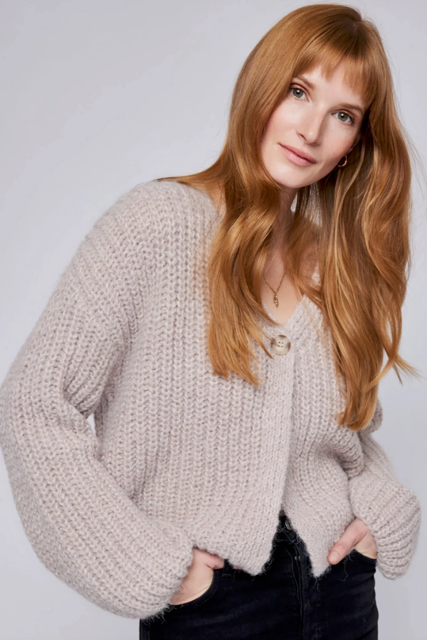 Ilene Cardigan ContouredPanels Ribbed Knit Fabric