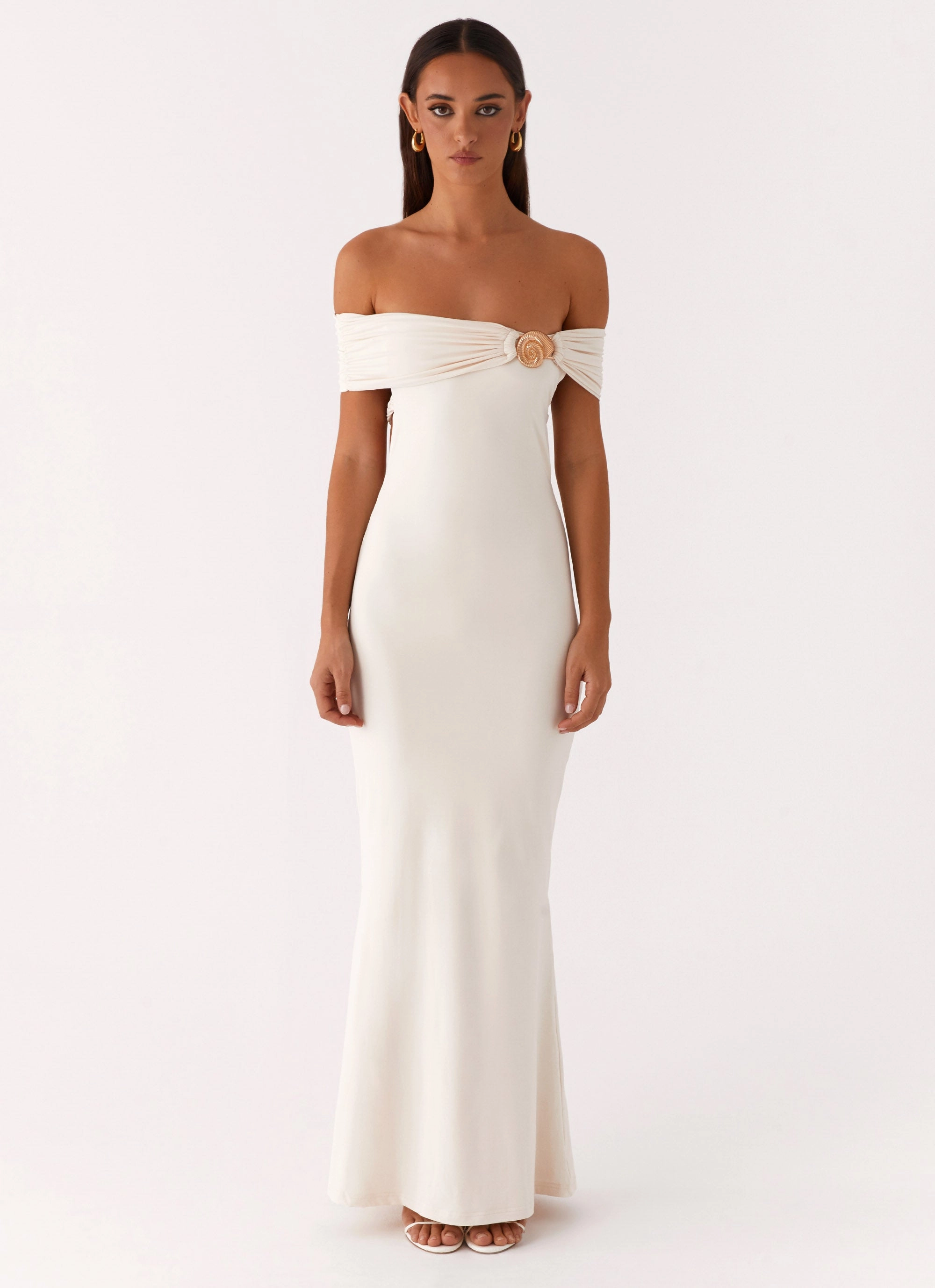 Illusion Maxi Dress - Ivory Simple formal dress Layered Look