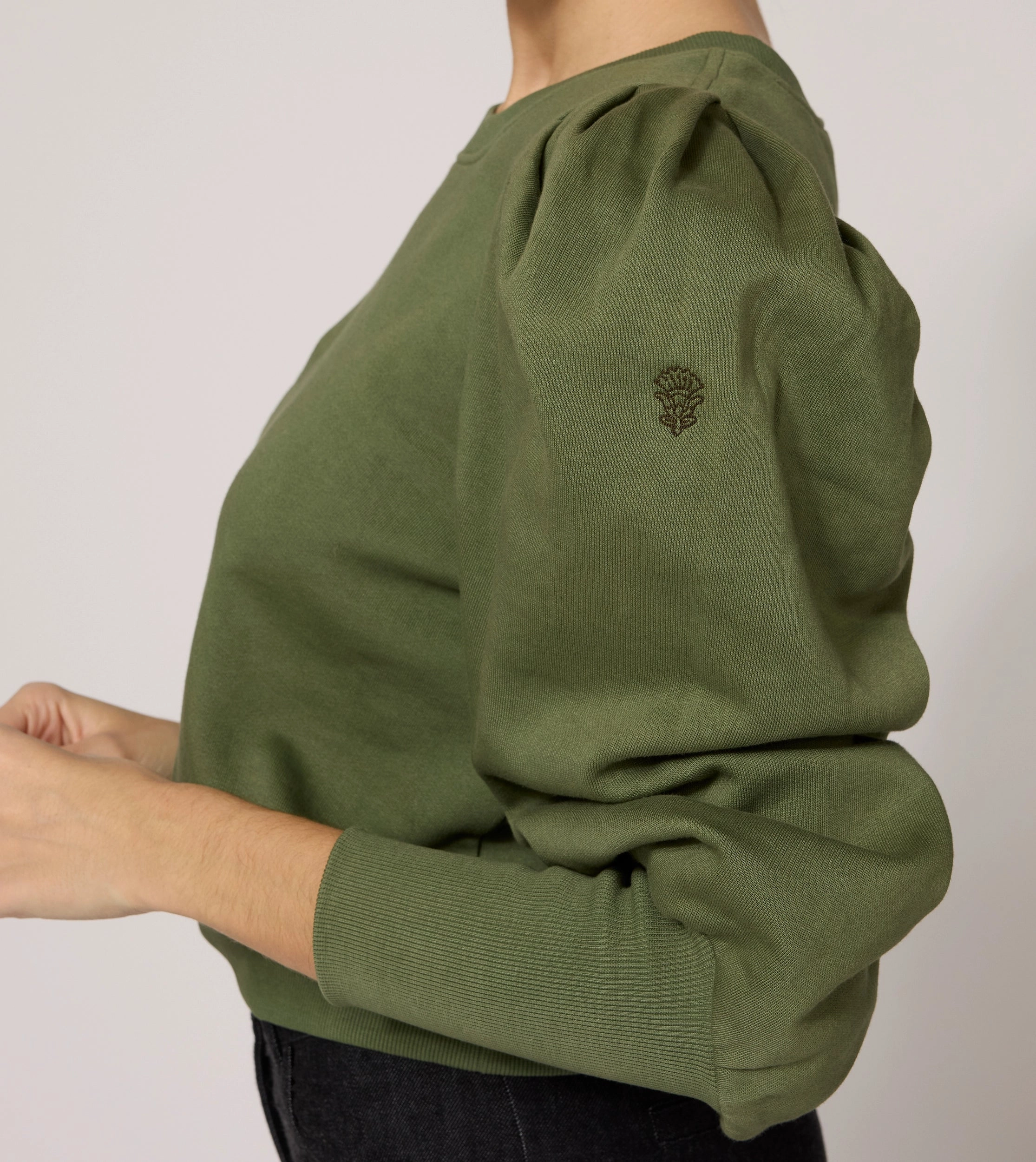 Indi Sweatshirt | Army Green Ventilated Back Panels