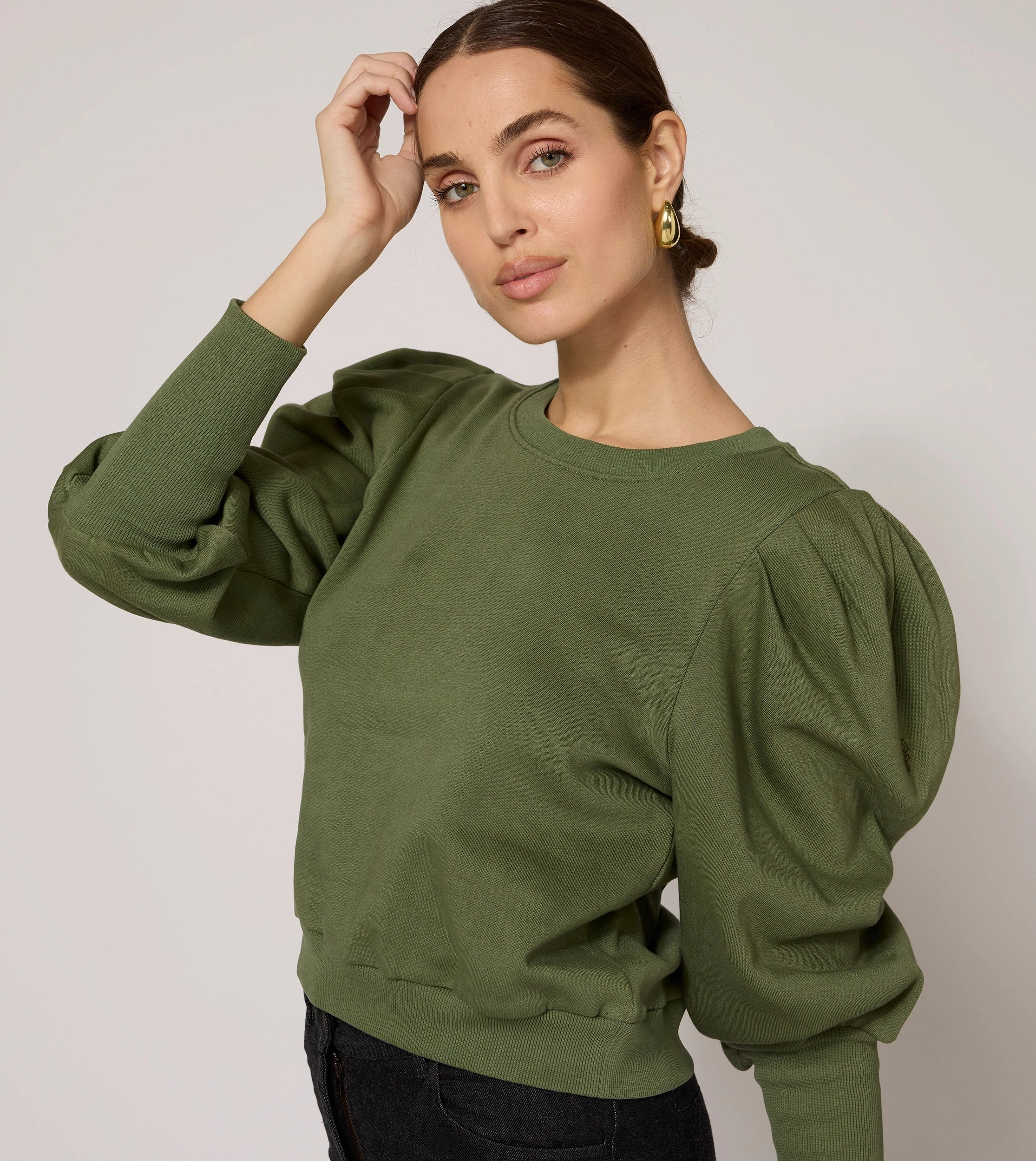 Soft Touch Fabric Indi Sweatshirt | Army Green