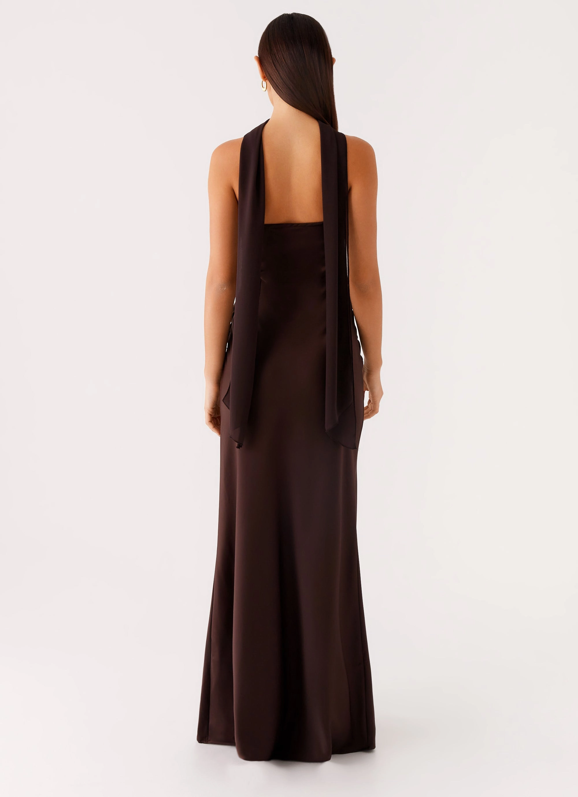 packable Alaine Scarf Maxi Dress - Dark Chocolate