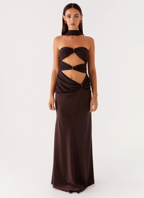 Alaine Scarf Maxi Dress - Dark Chocolate Classic Comfort