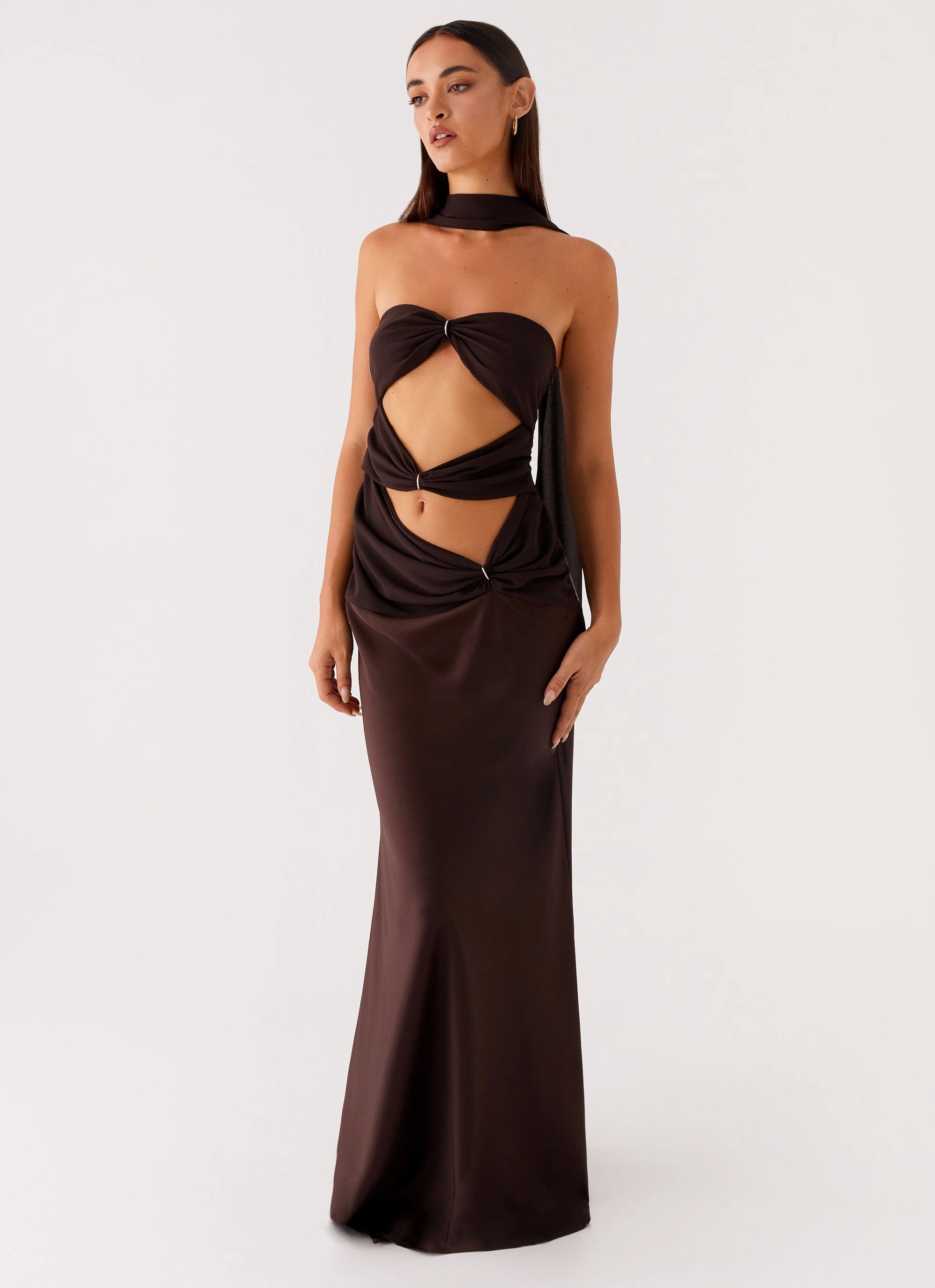 Alaine Scarf Maxi Dress - Dark Chocolate Casual and Smart