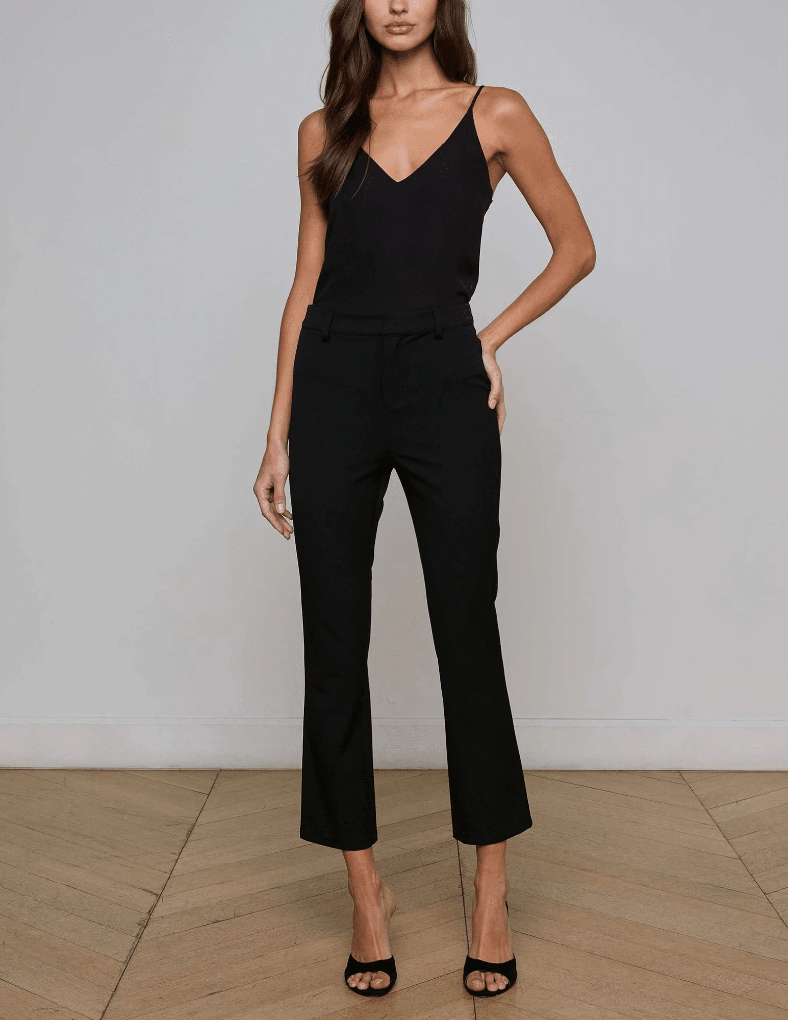 BreathableLining All Use L'AGENCE Ketra Cropped Bootcut Trouser in Black