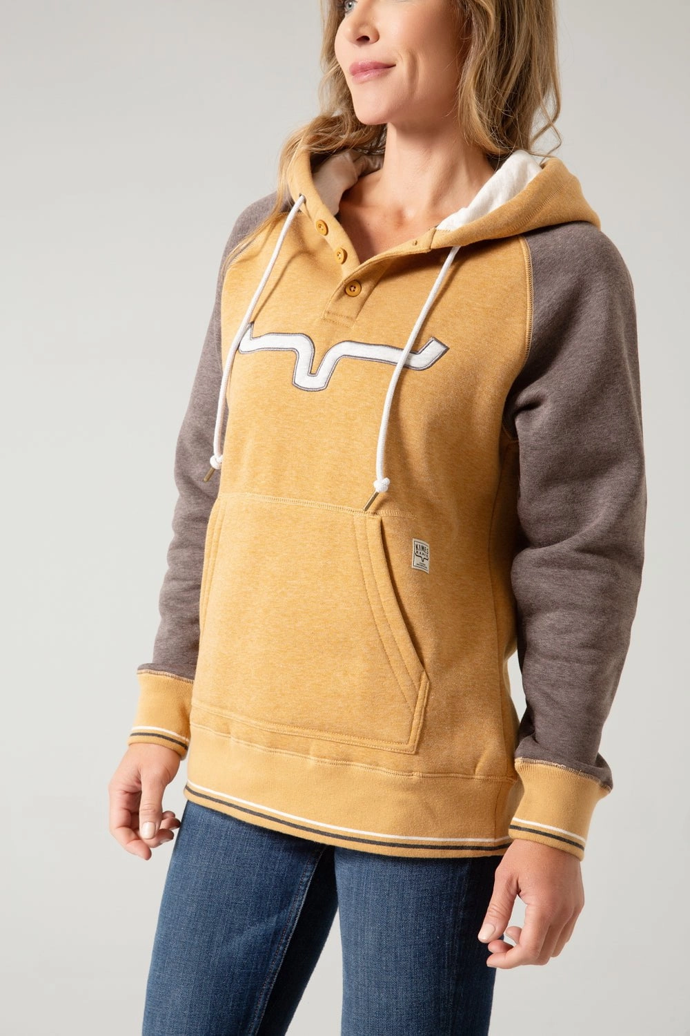 City Look Kimes Ranch Womens Amigo Mustard Cotton Blend Hoodie