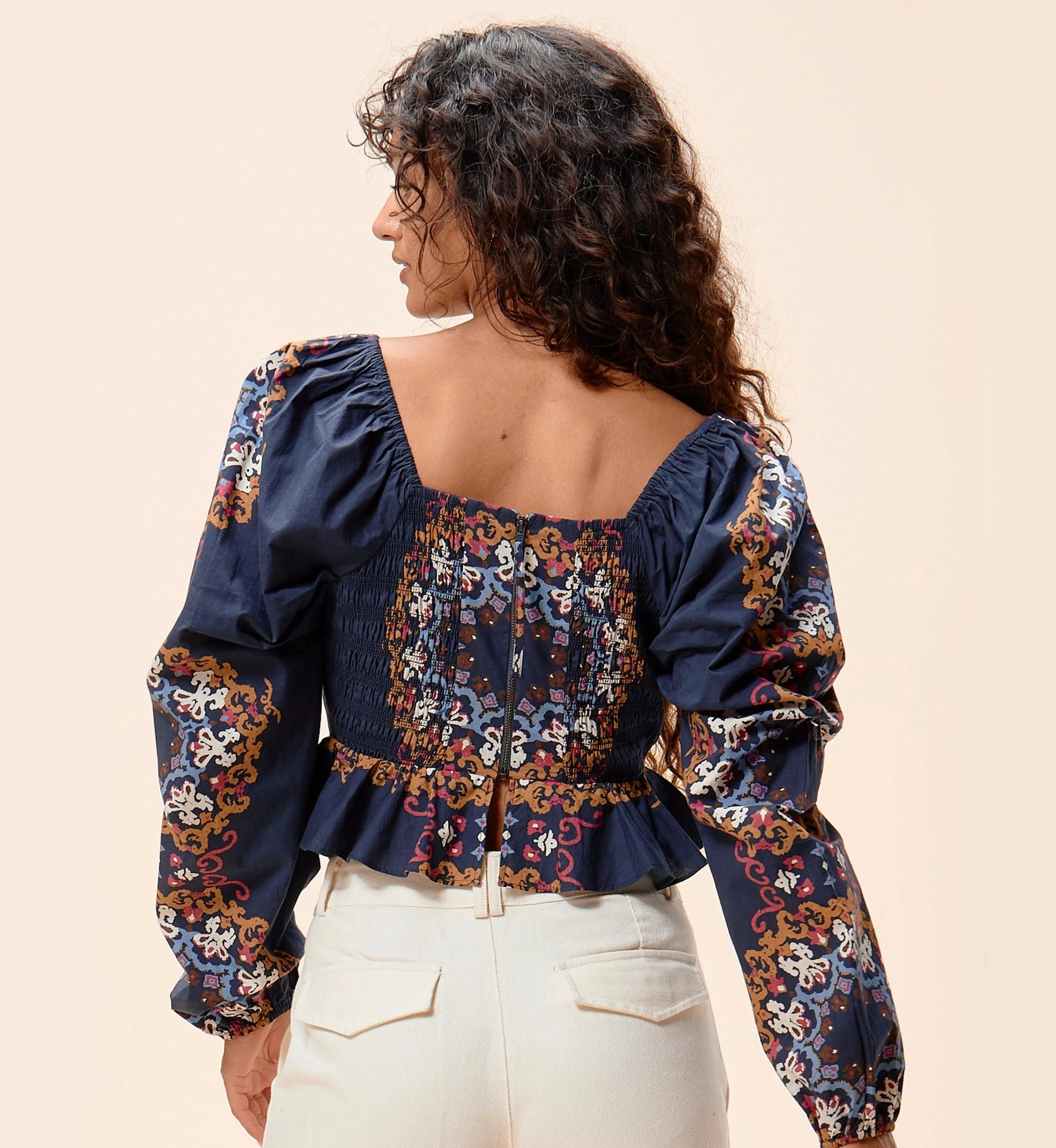 Built In Filter Layer Unstructured Silhouette Elizabeth Top | Venezia Blue