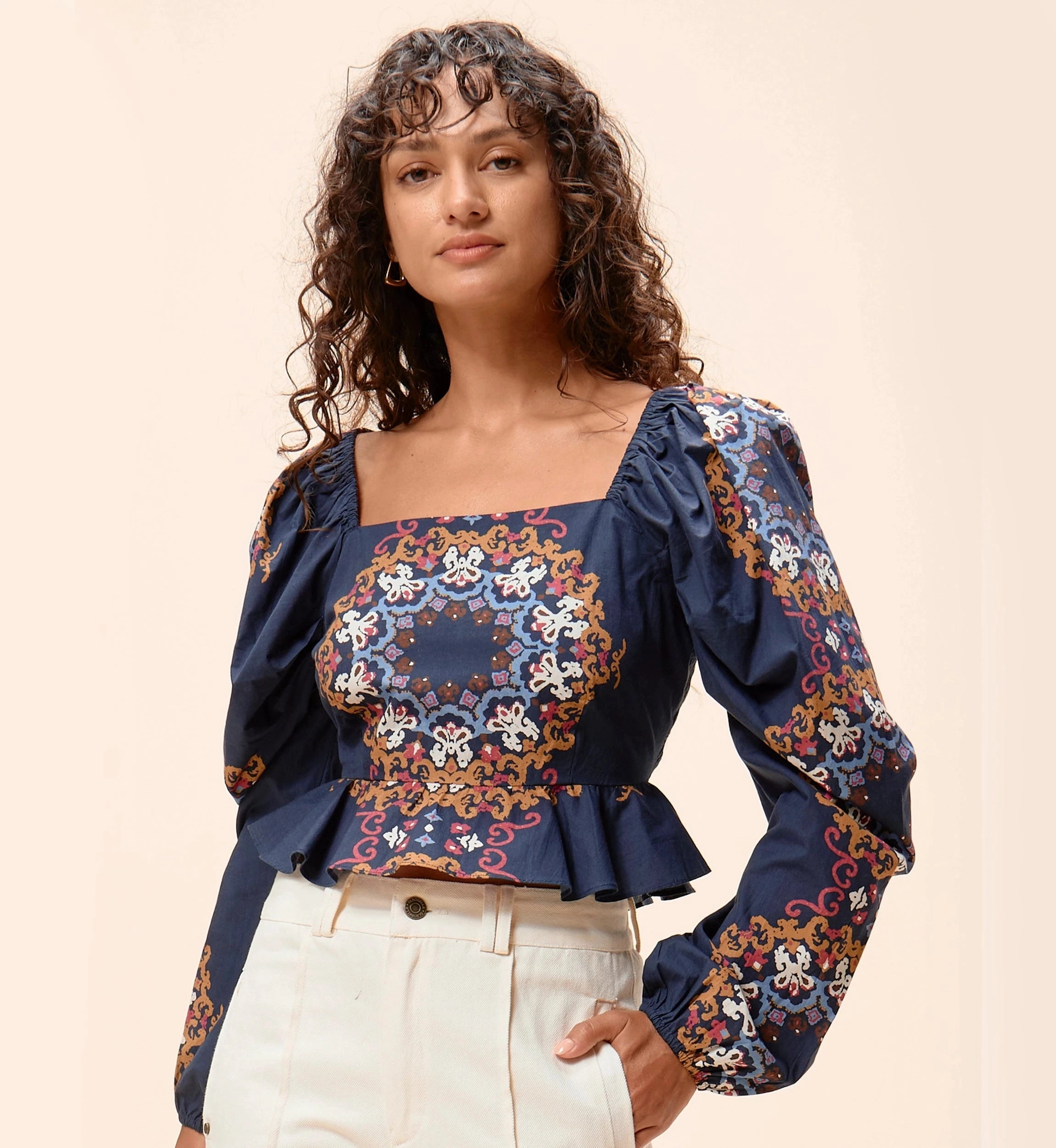 Hot Weather Unstructured Fit Elizabeth Top | Venezia Blue