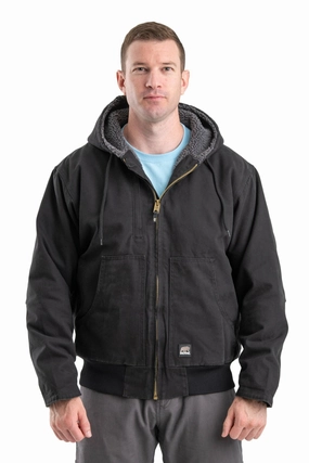 Casual Work Look Berne Mens Black 100% Cotton Washed Hooded Jacket