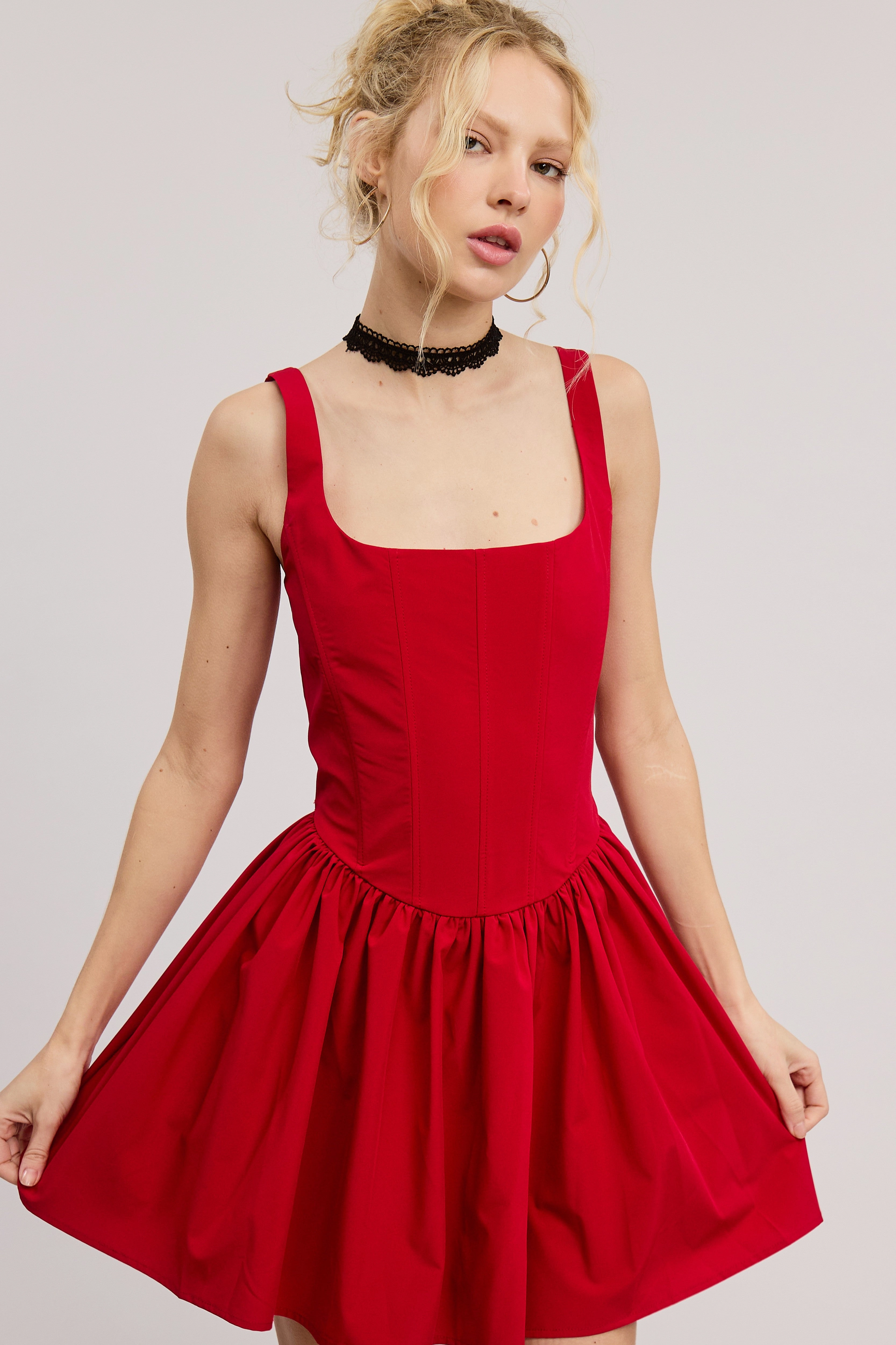 Heart Glow Simple Elegance Kasey Corset Mini Dress - Red