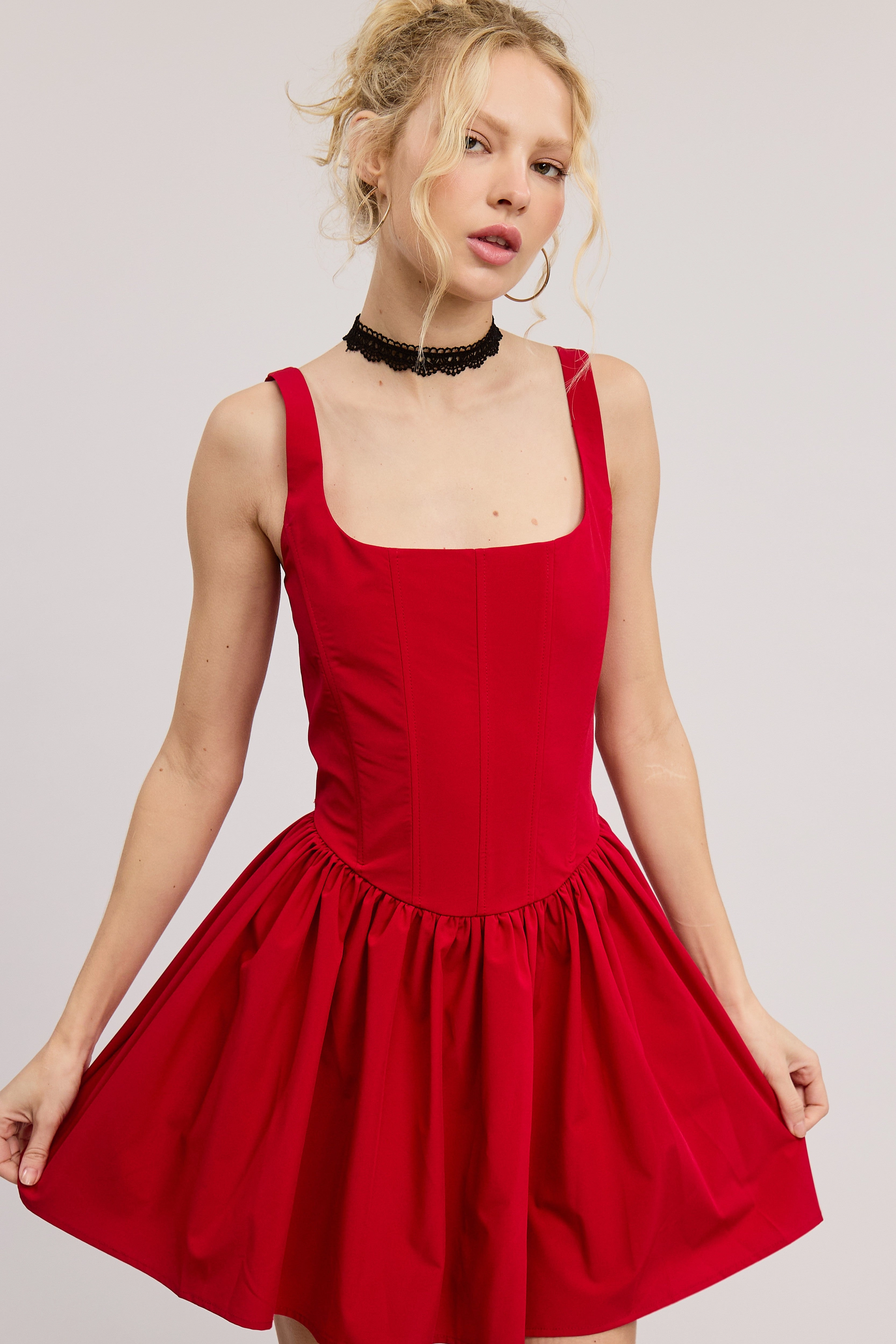 Kasey Corset Mini Dress - Red Urban Feel Mood Friendly