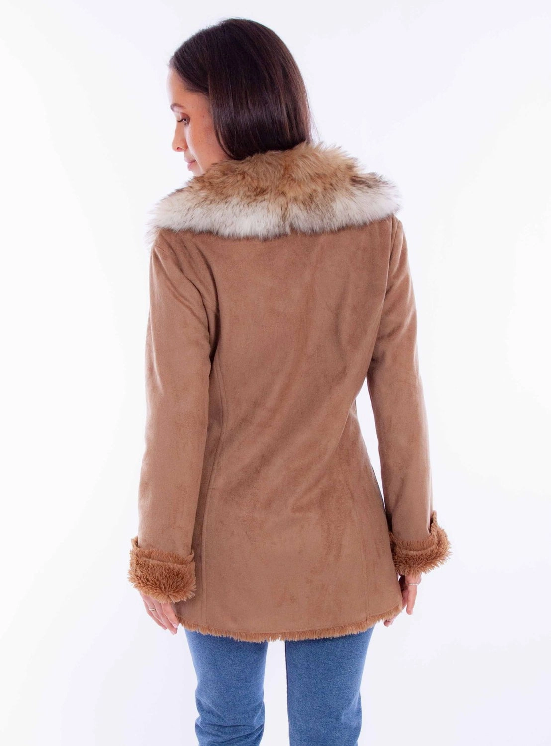 FlexibleCuffSystem Scully Womens Faux Fur Shawl Tan 100% Polyester Faux Leather Jacket