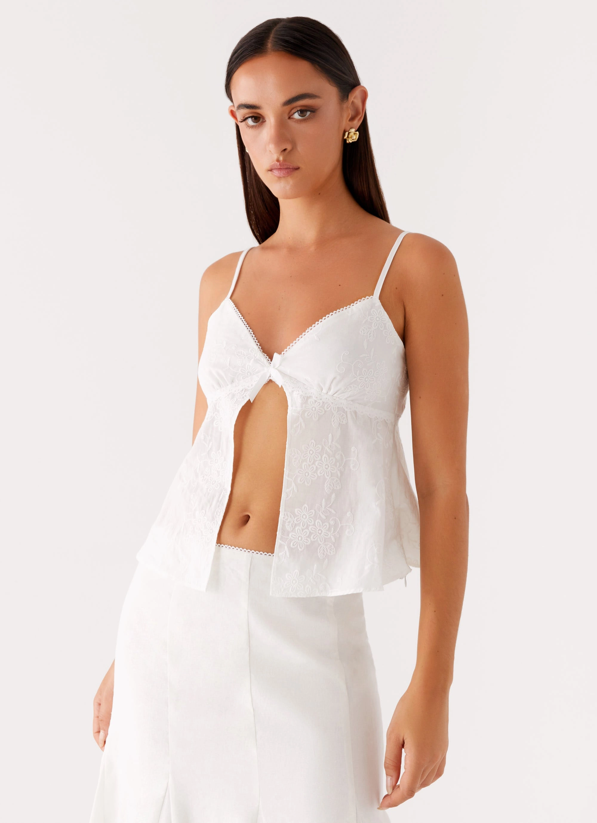 Irena Cami Top - White HighNeckline BreathableBackVents