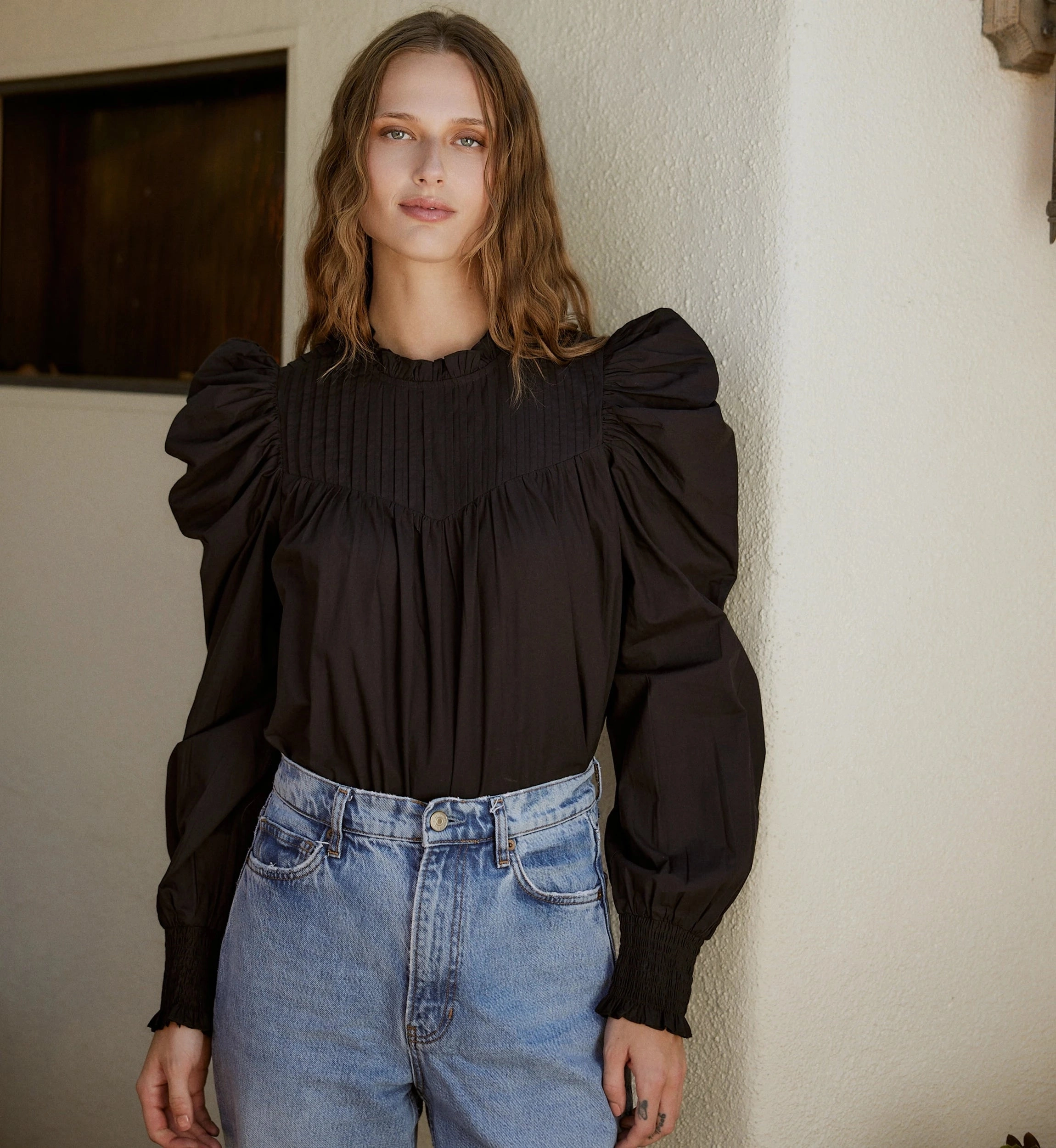 Irina Blouse | Black Low Profile Seaming Eco Friendly Dye Process