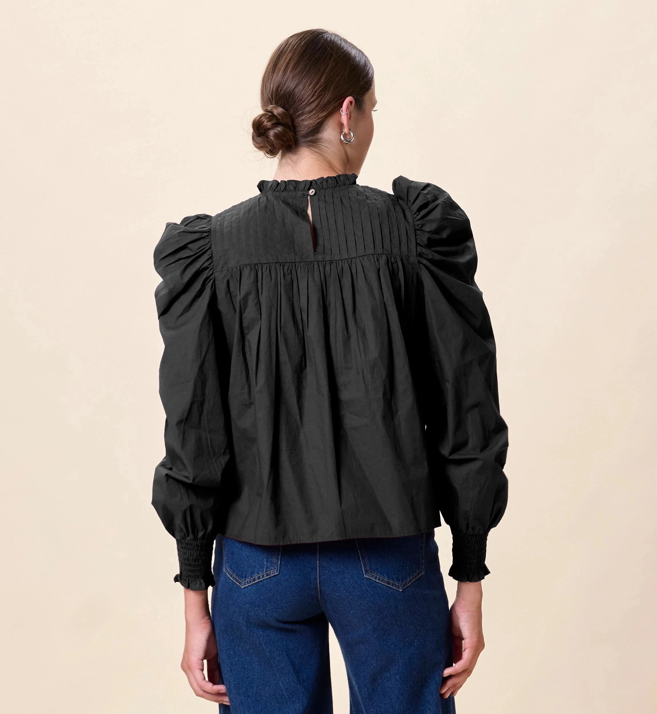 Irina Blouse | Black Low Impact Manufacturing RollUpSleeves