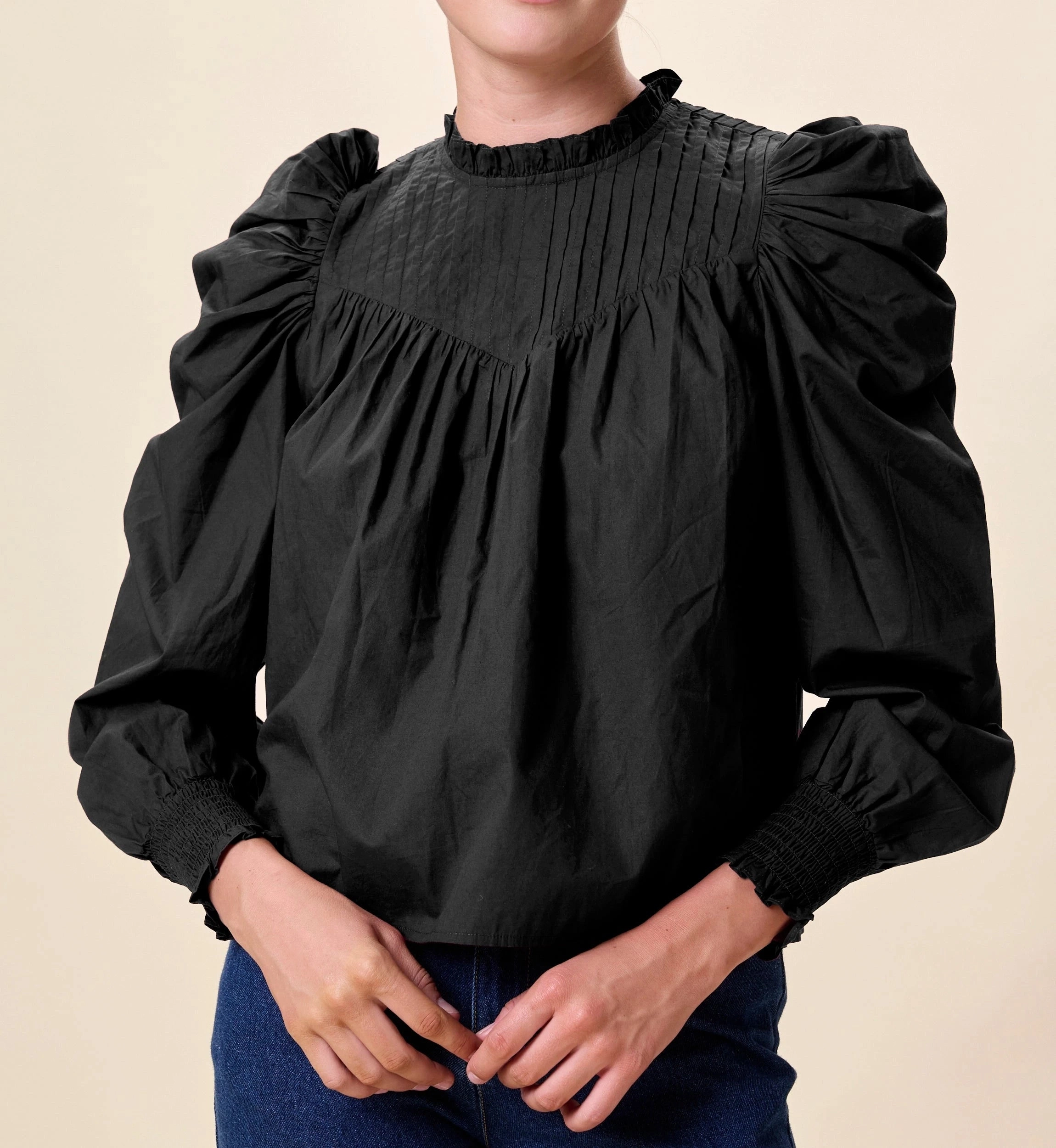 Irina Blouse | Black OdorResistant Fabric Built In Filter Layer