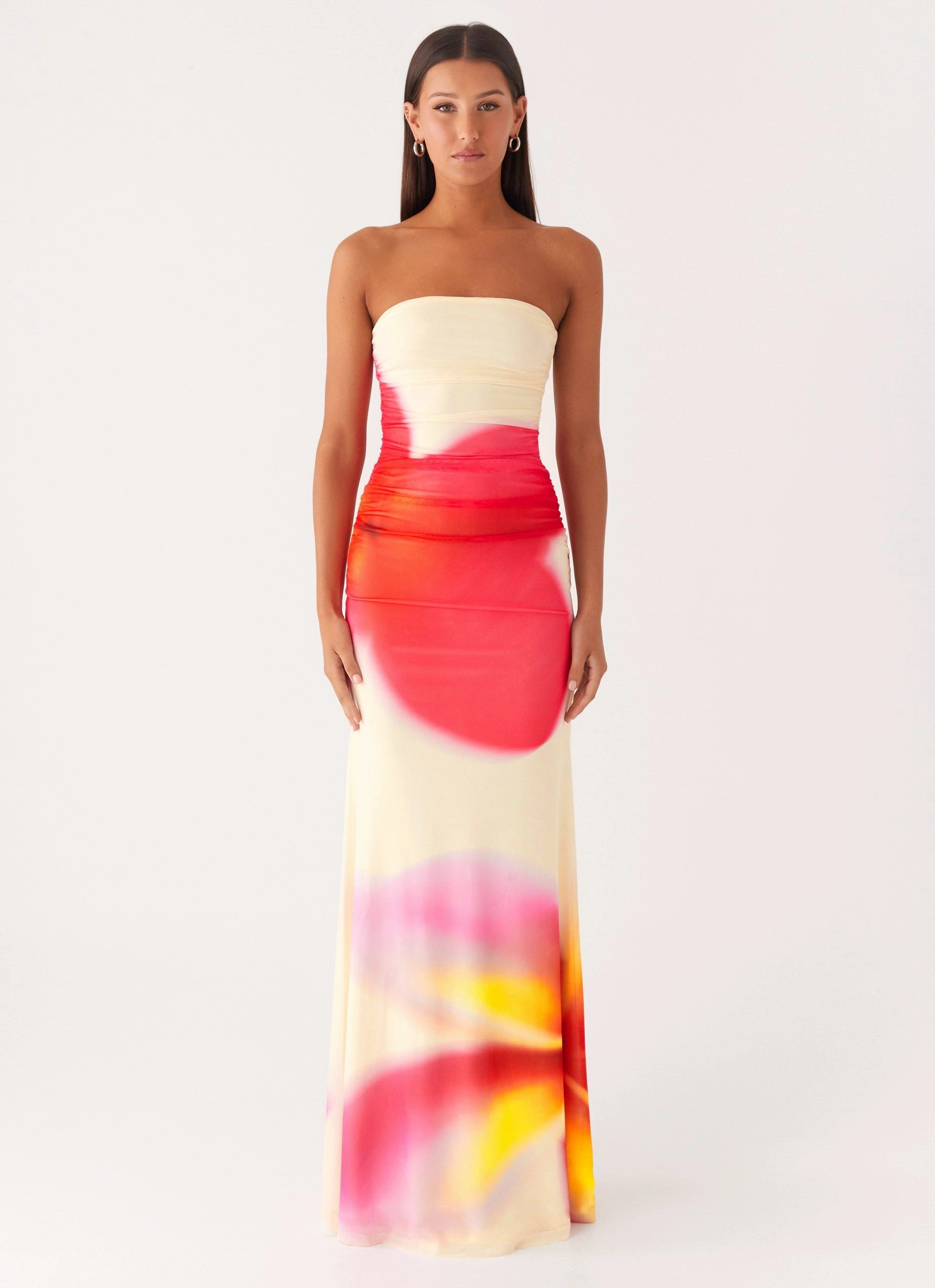 Chic Silhouette Casual Style Wear Iroha Strapless Maxi Dress - Frangipani Yellow