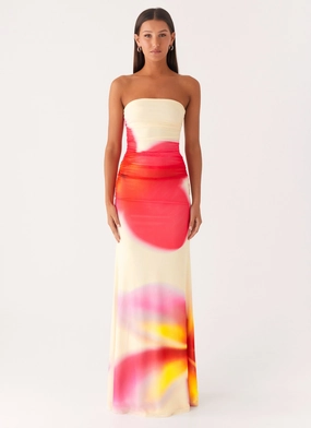 Stylish Pick Iroha Strapless Maxi Dress - Frangipani Yellow