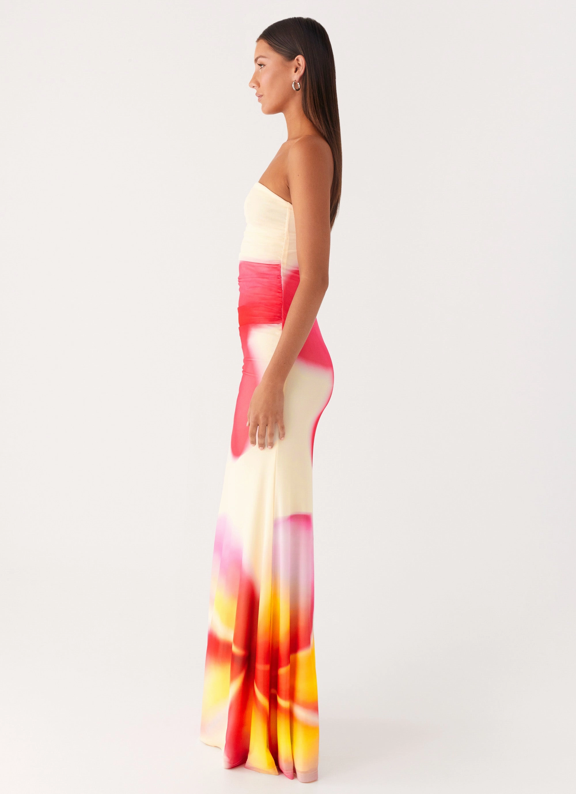 Iroha Strapless Maxi Dress - Frangipani Yellow Retro Mood